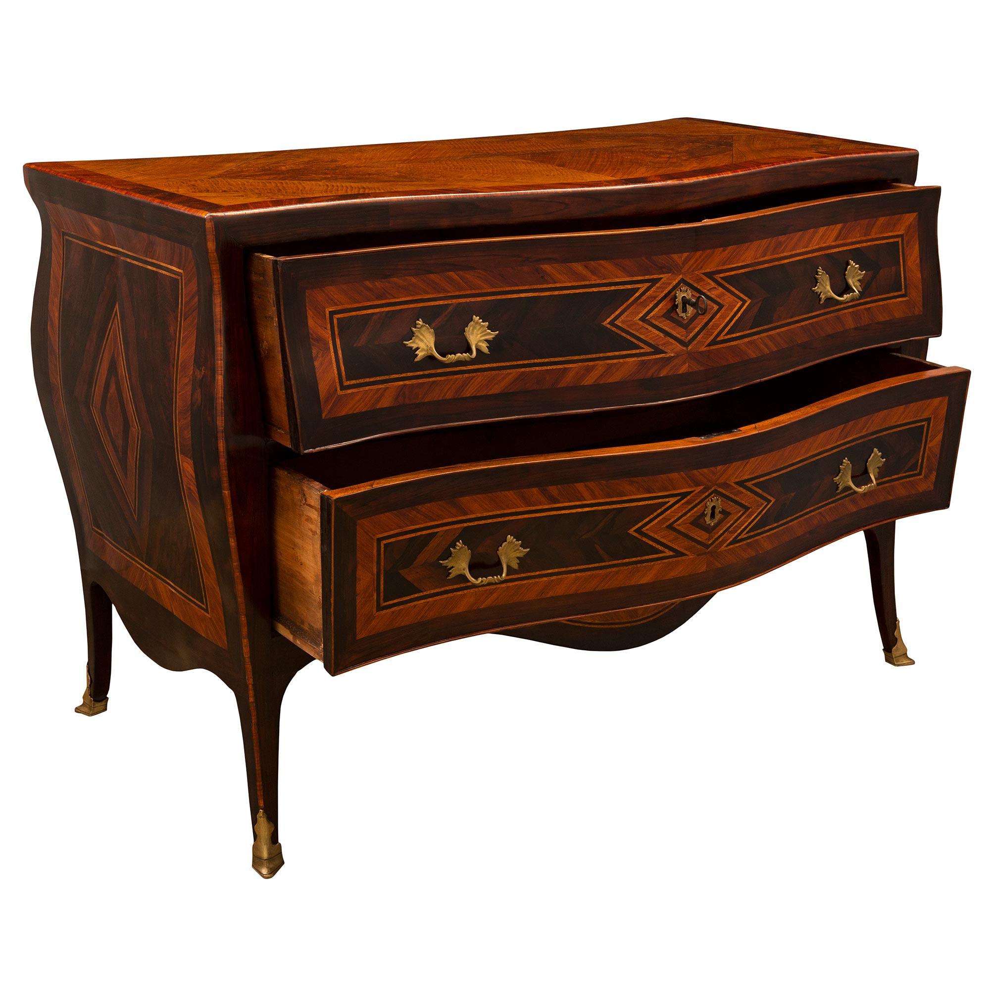 18th Century and Earlier Italian 18th Century Louis XV Period Rosewood, Mahogany, And Satinwood Commode For Sale