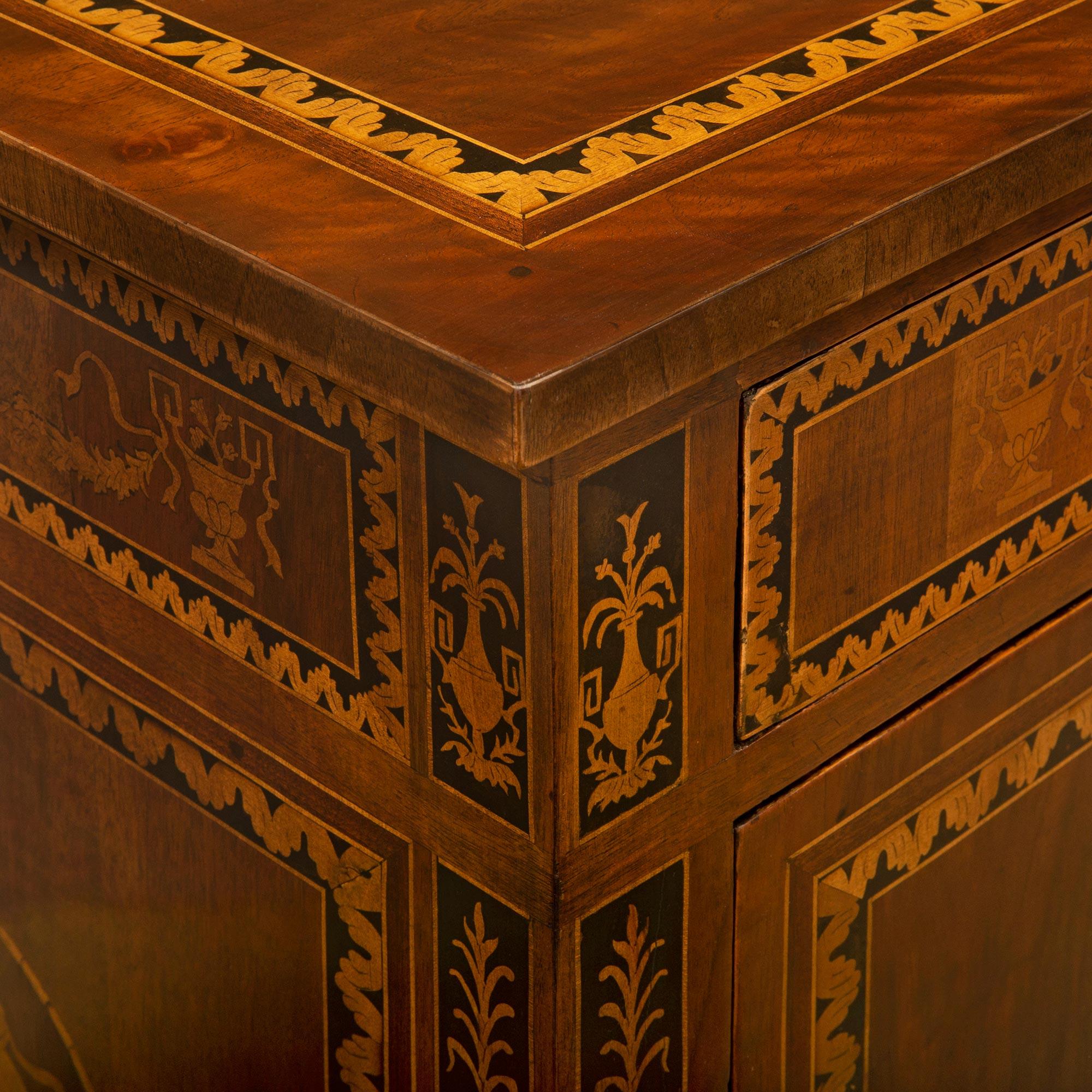 Italian 18th Century Louis XVI Period Walnut and Tulipwood Marquetry Commode For Sale 2