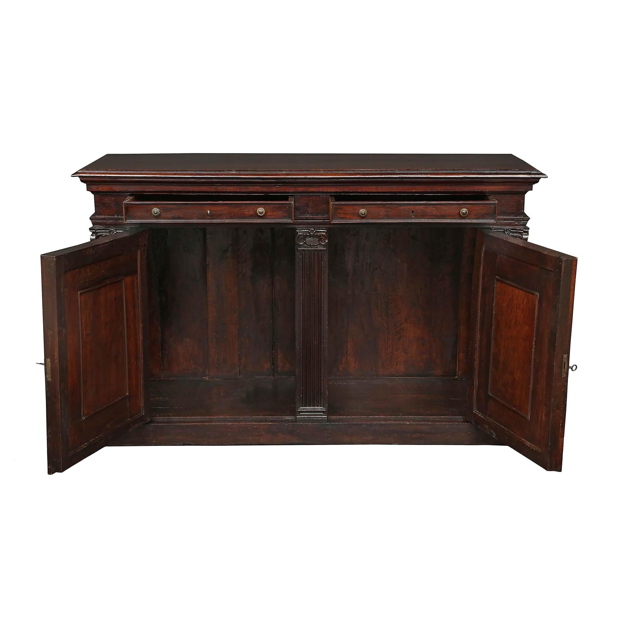 18th Century and Earlier Italian 18th Century Louis XVI Period Walnut Credenza For Sale