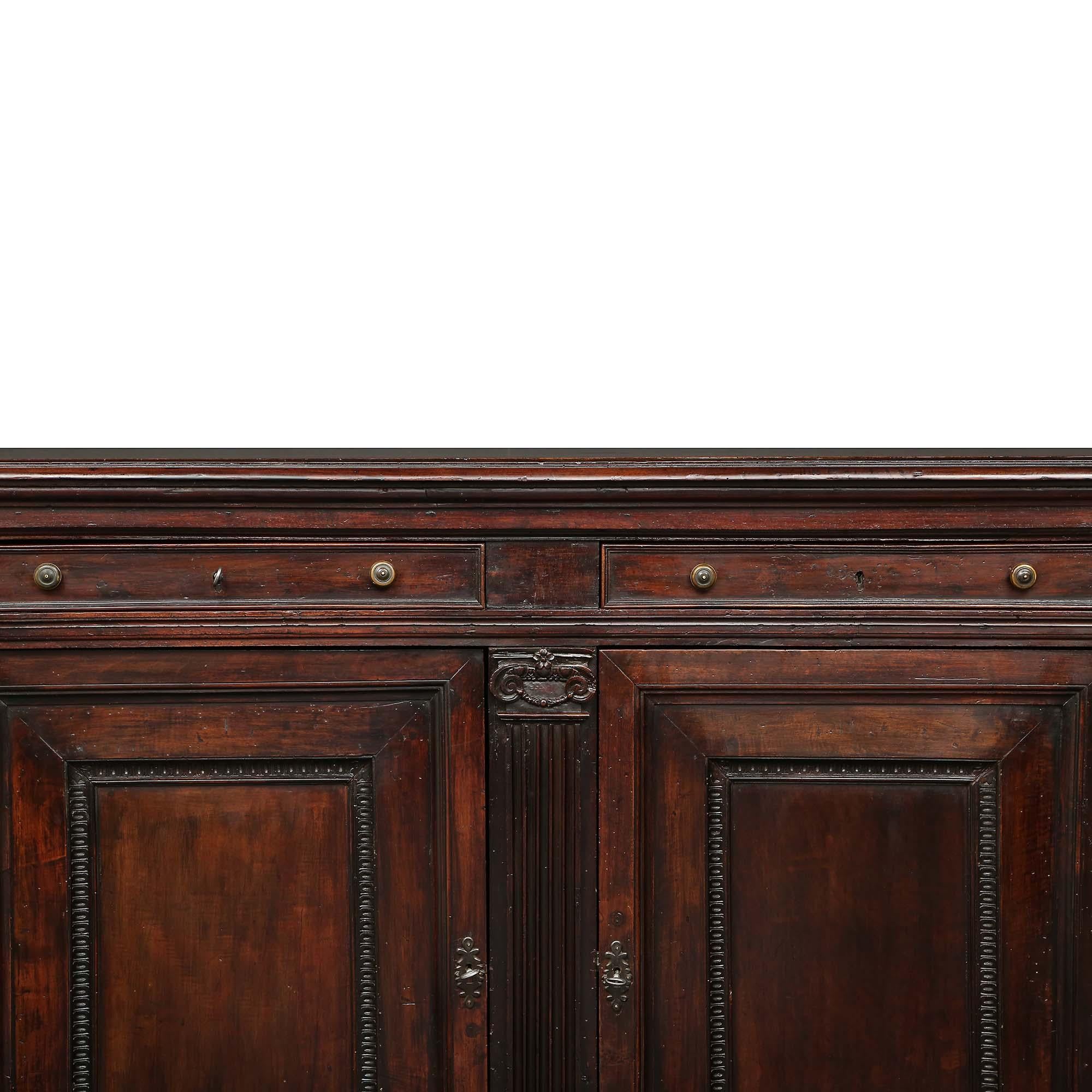 Italian 18th Century Louis XVI Period Walnut Credenza For Sale 1