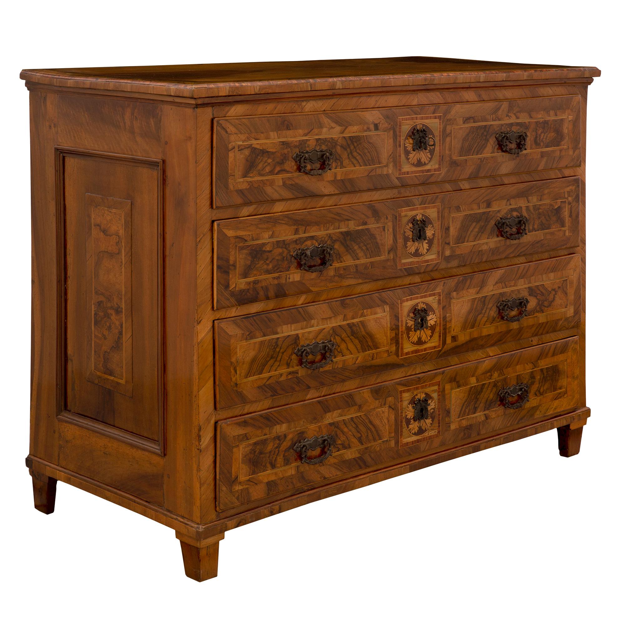 Italian 18th Century Louis XVI Period Walnut, Kingwood and Charmwood Commode In Good Condition For Sale In West Palm Beach, FL