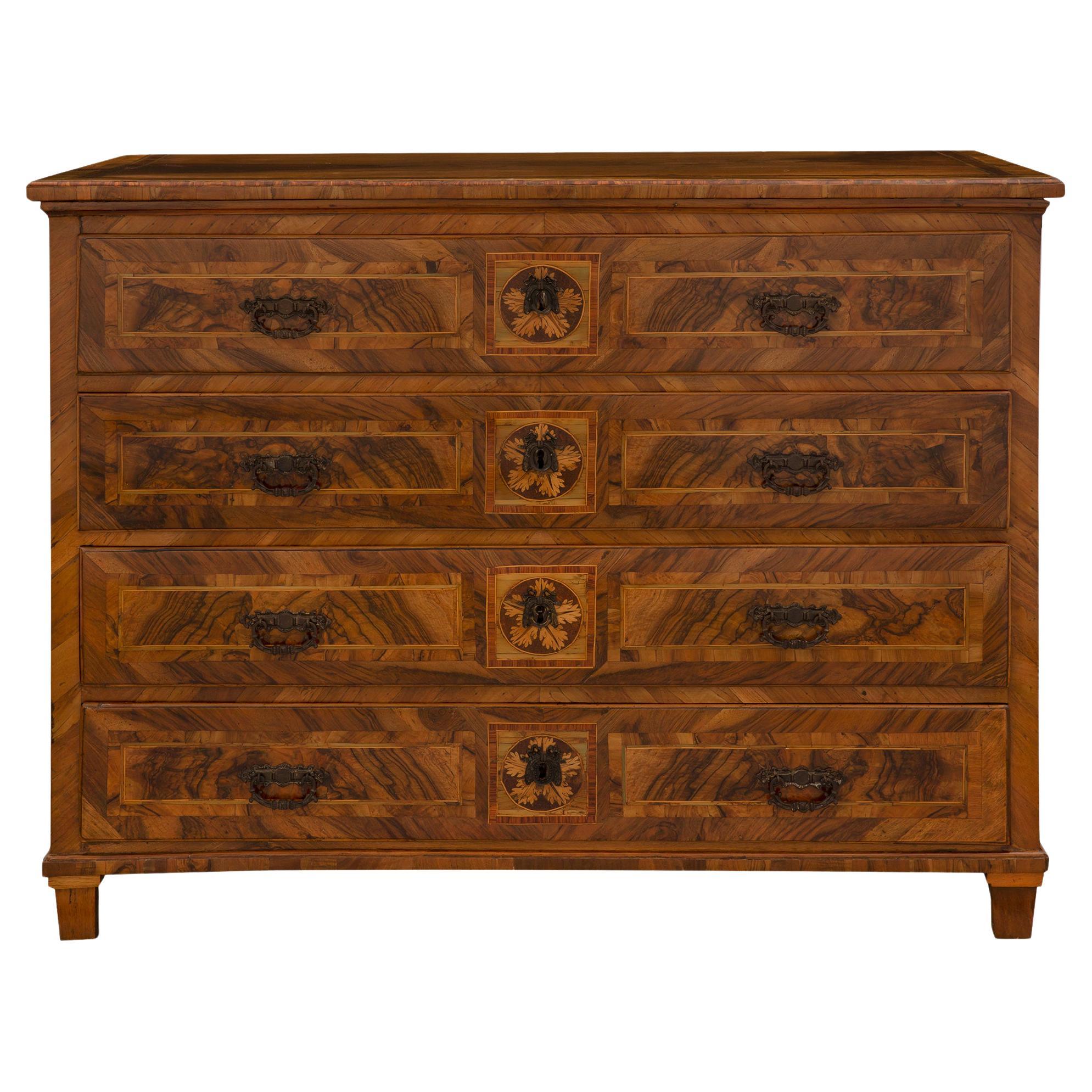 Italian 18th Century Louis XVI Period Walnut, Kingwood and Charmwood Commode