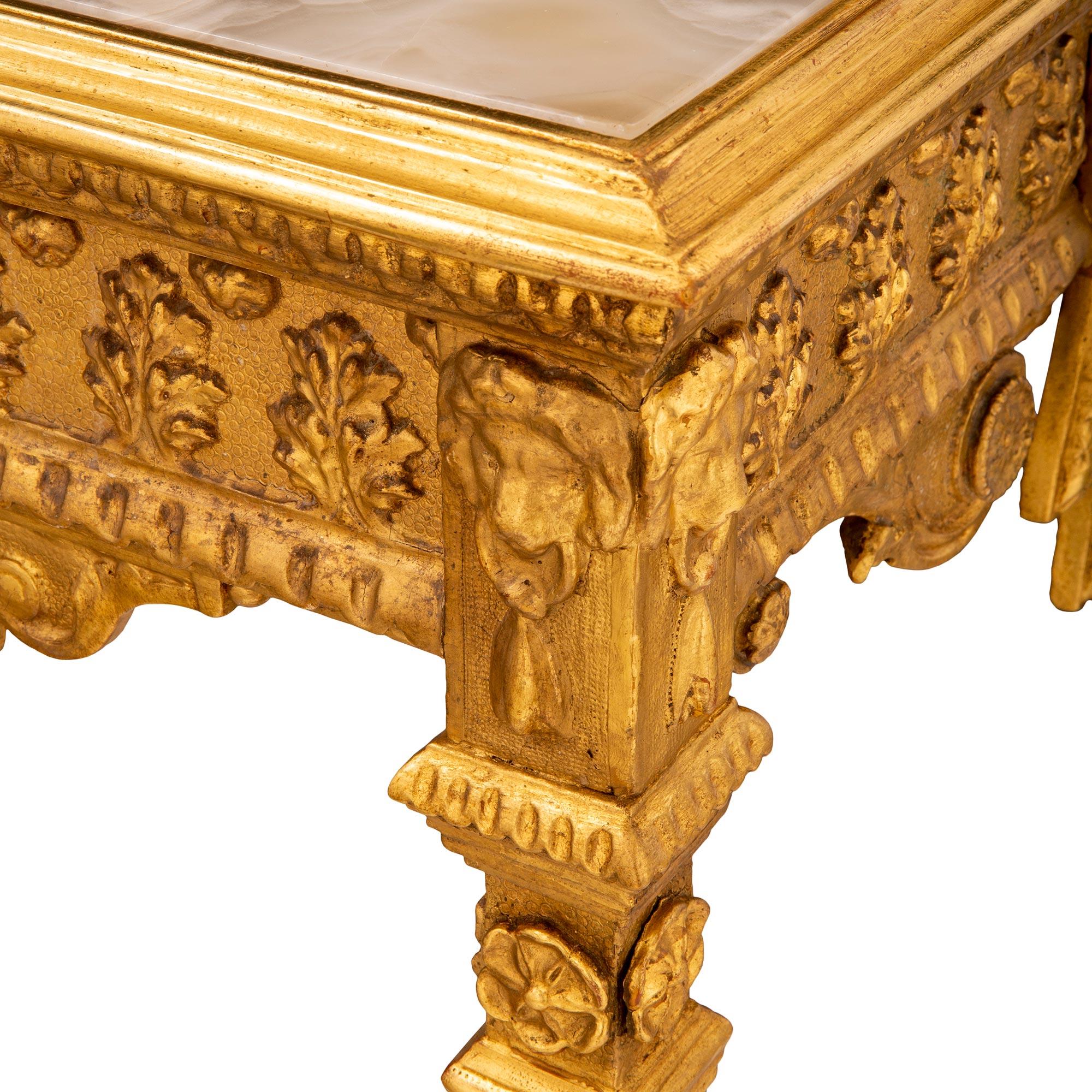 Marble Italian 18th Century Louis XVI St. Giltwood And Alabastro Cotognino Console For Sale