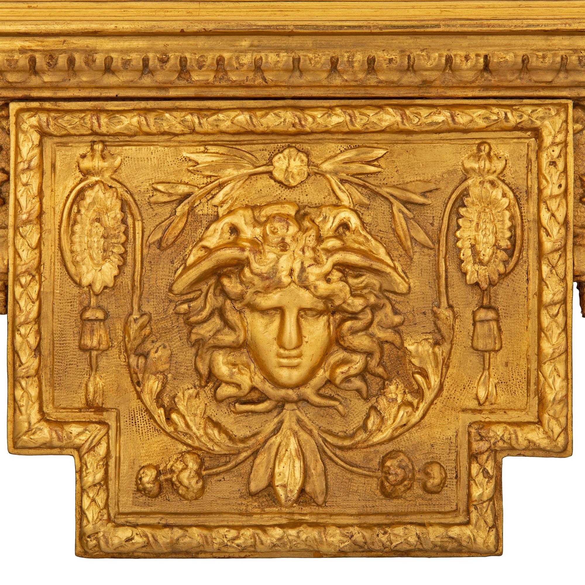 Italian 18th Century Louis XVI St. Giltwood And Alabastro Cotognino Console For Sale 1