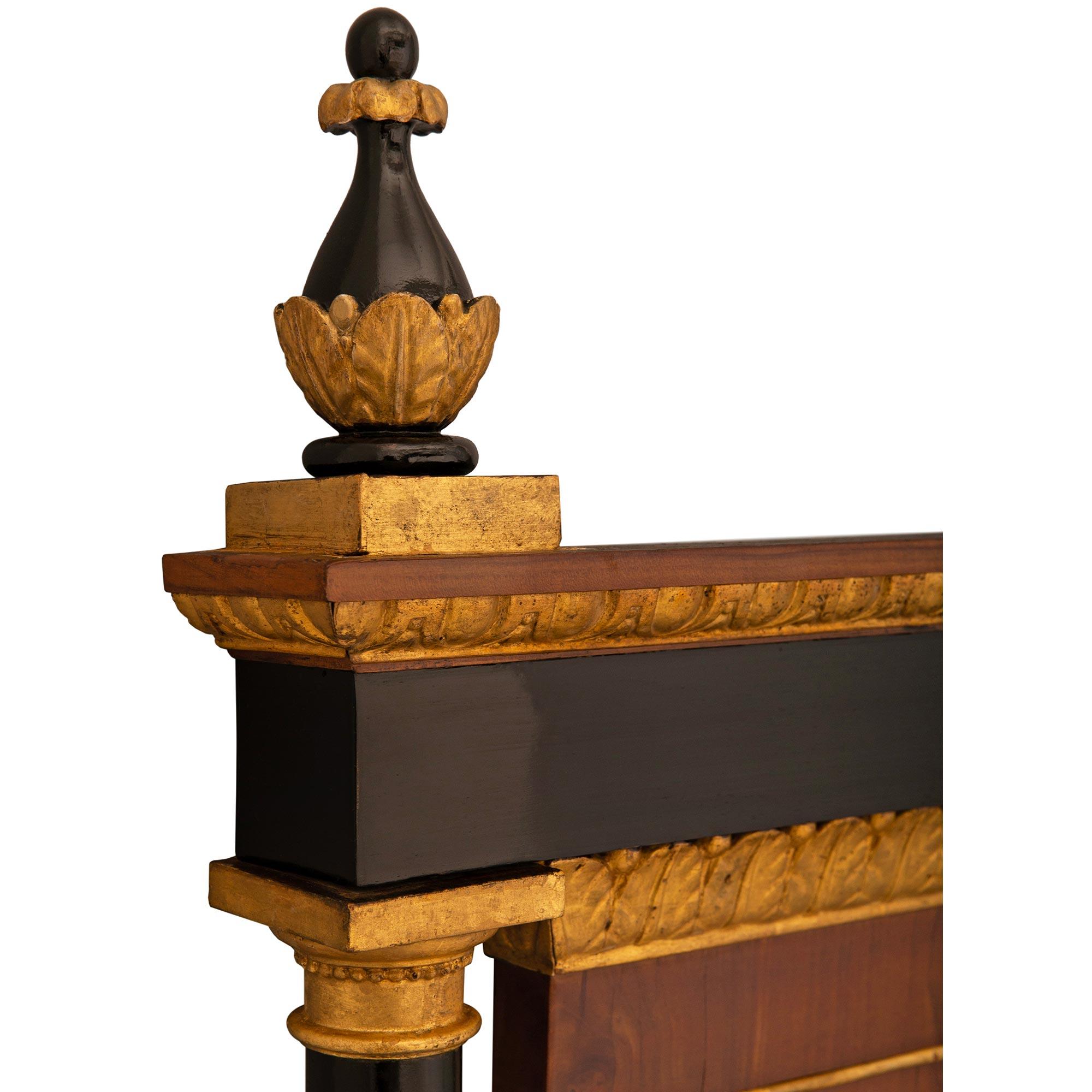 18th Century and Earlier Italian 18th century Louis XVI st. Giltwood, Ebonized Fruitwood, Walnut mirror For Sale