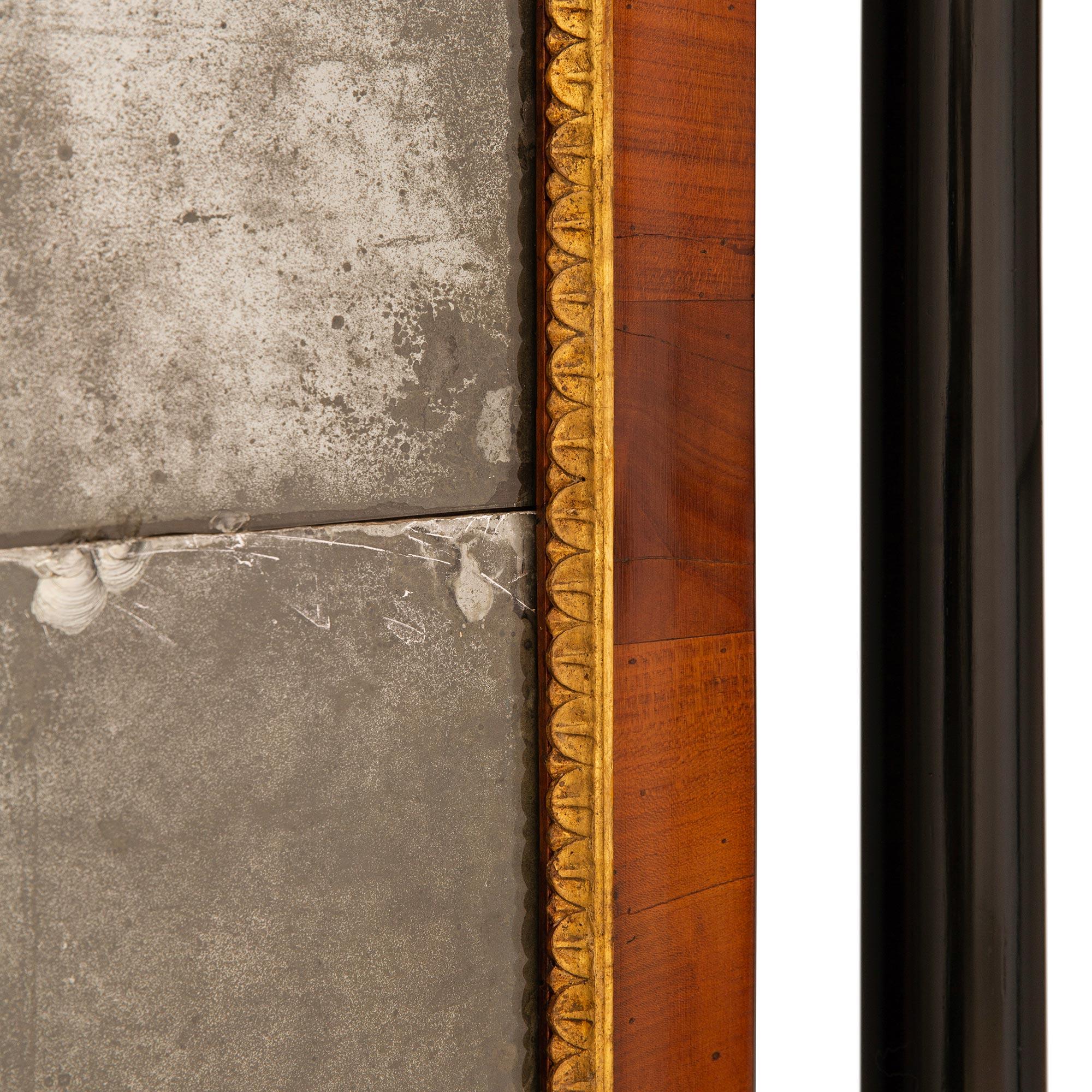 Italian 18th century Louis XVI st. Giltwood, Ebonized Fruitwood, Walnut mirror For Sale 2