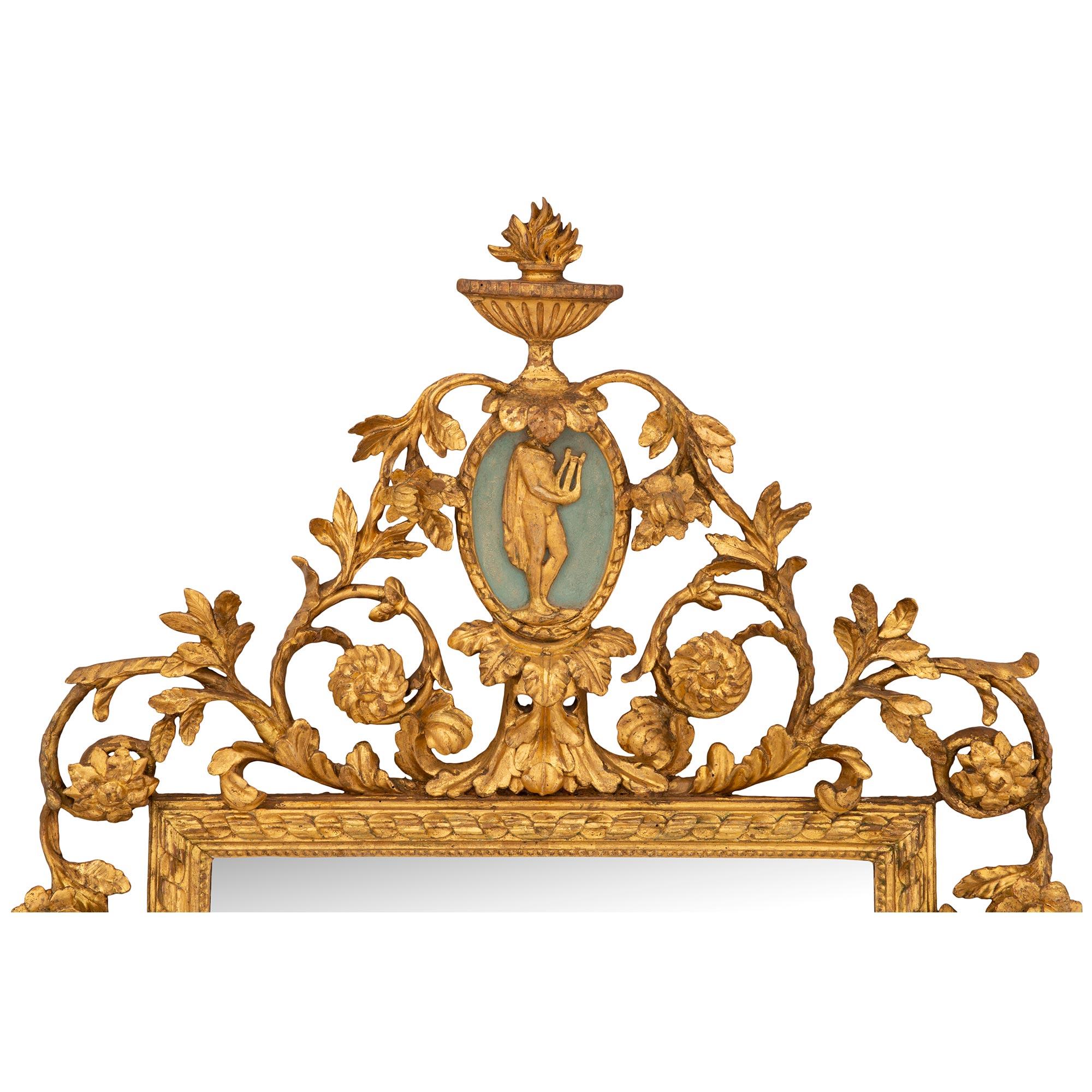 Miroir italien du 18ème siècle en bois doré de style Louis XVI Bon état - En vente à West Palm Beach, FL