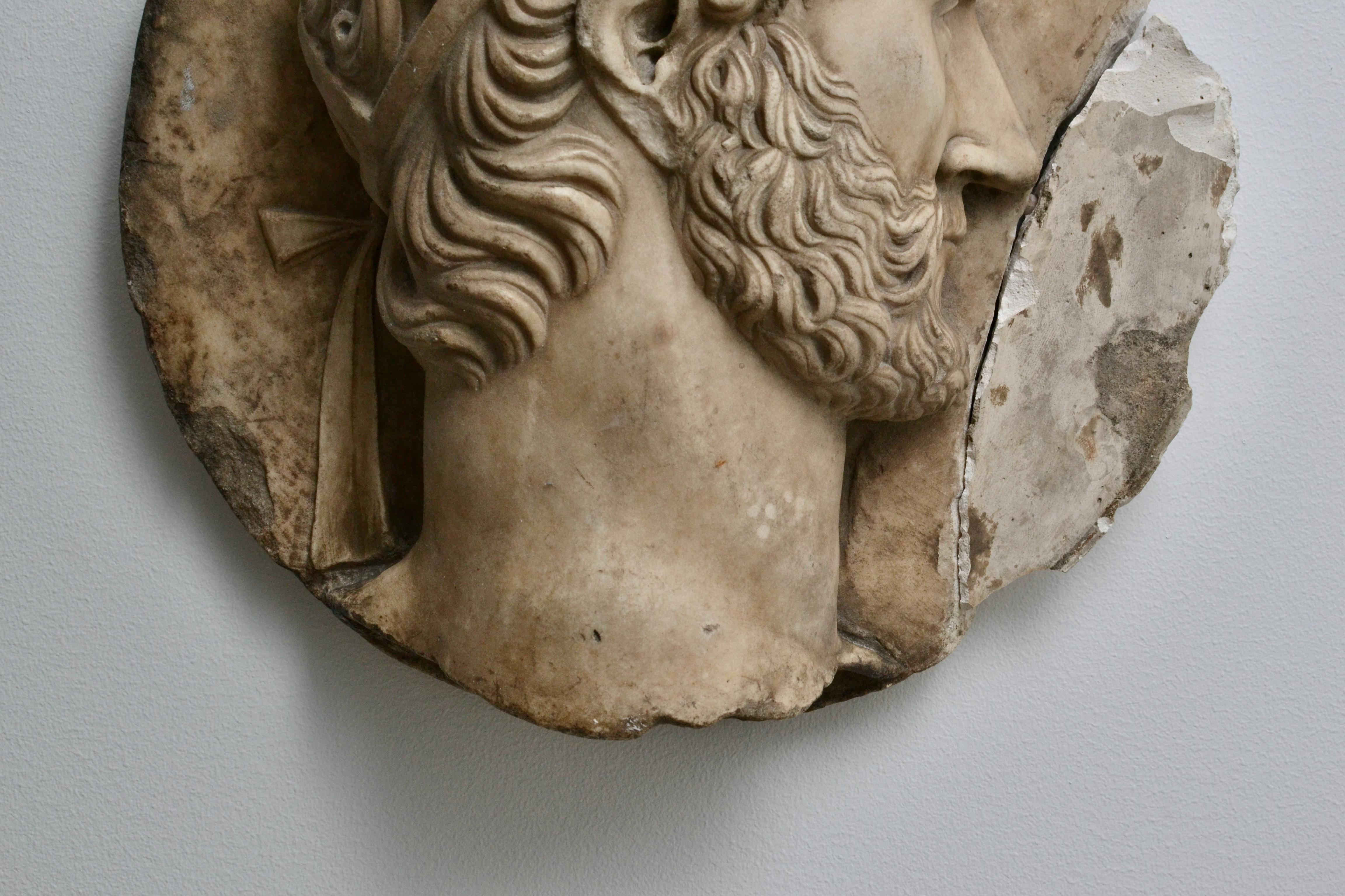 Greco Roman Italian 18th Century Marble Medallion For Sale