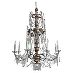 Italian 18th Century Massive Giltwood and Crystal Chandelier