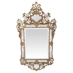 Italian 18th Century Mecca and Etched Glass Venetian Mirror