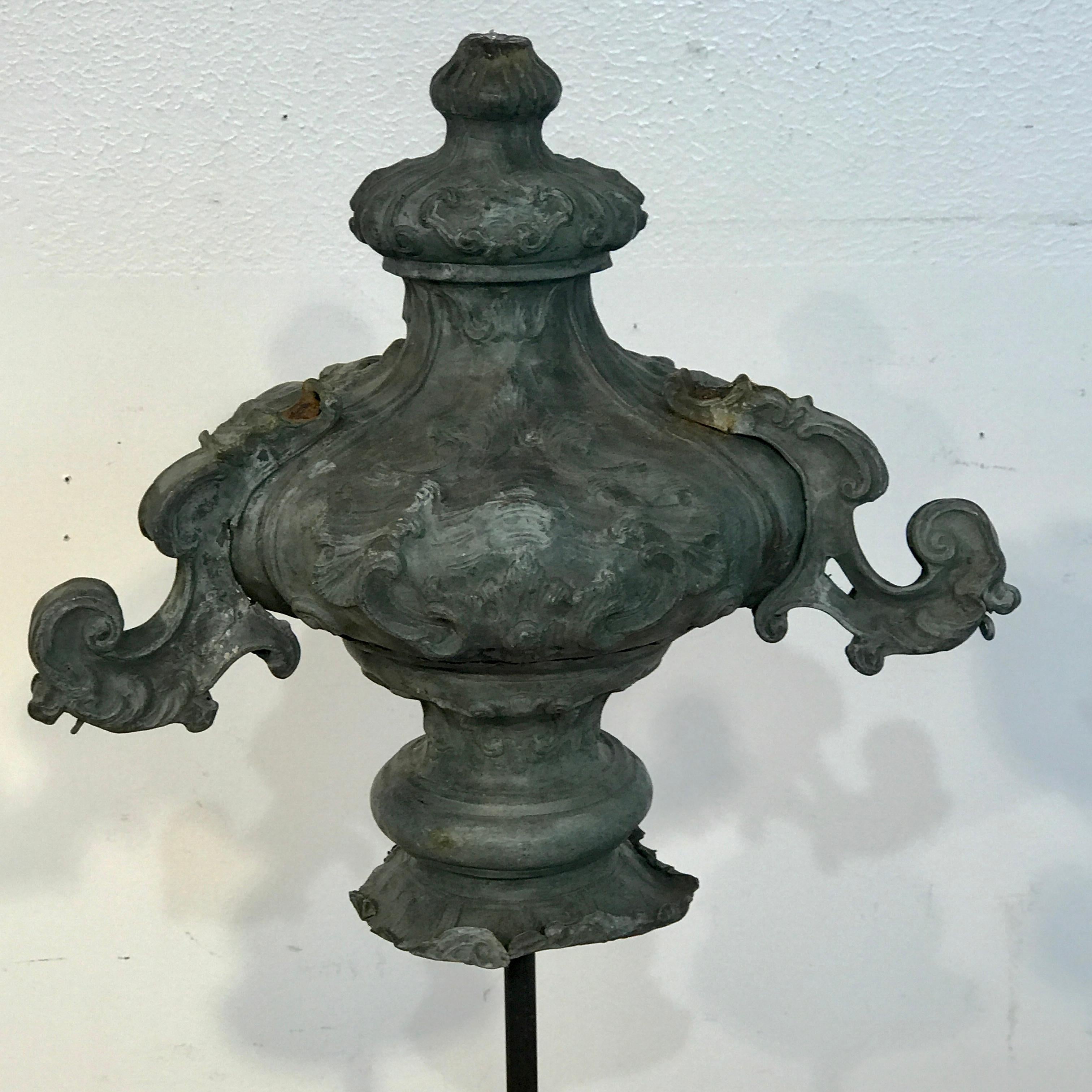 18th Century and Earlier Italian 18th Century Mounted Fragment of a Copper Sanctuary Font
