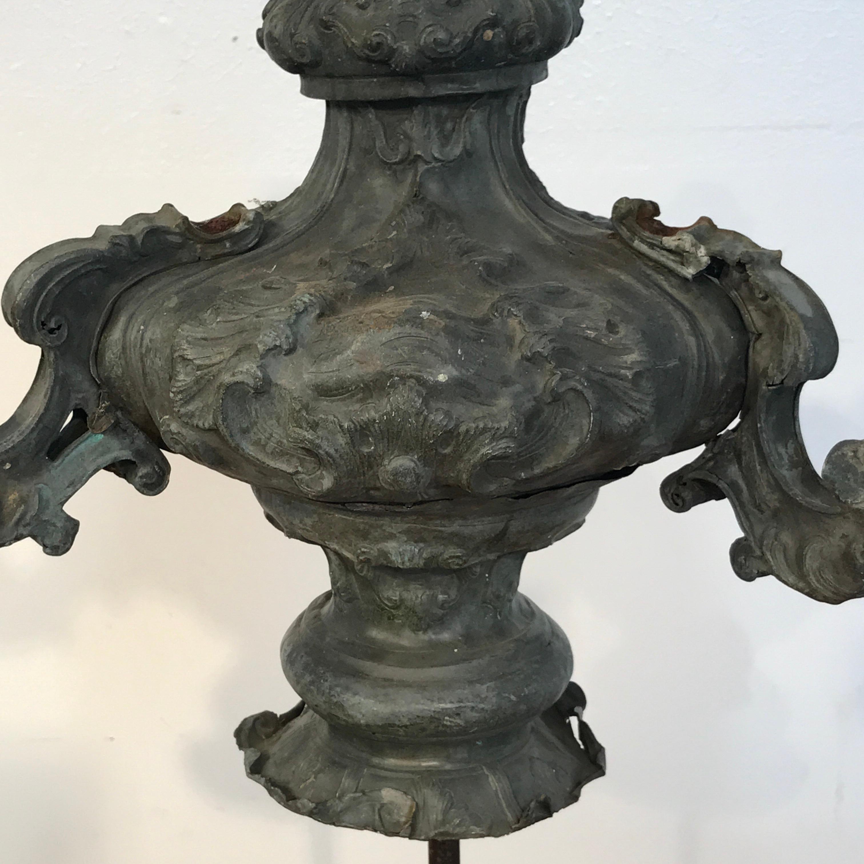 Italian 18th Century Mounted Fragment of a Copper Sanctuary Font 1