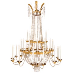 Italian 18th Century Neo-Classical St. Gilt Metal, Iron, And Glass Chandelier