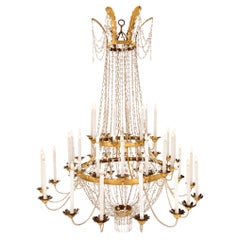 Italian 18th Century Neo-Classical St. Gilt Metal, Iron, And Glass Chandelier