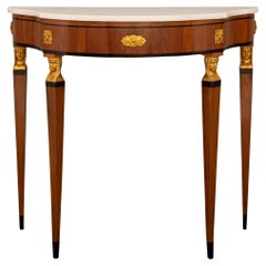 Italian 18th century Neo-Classical st. Giltwood, Walnut, and Marble console