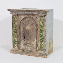 Italian 18th Century Neoclassical Silvered And Painted Wooden Tabernacle