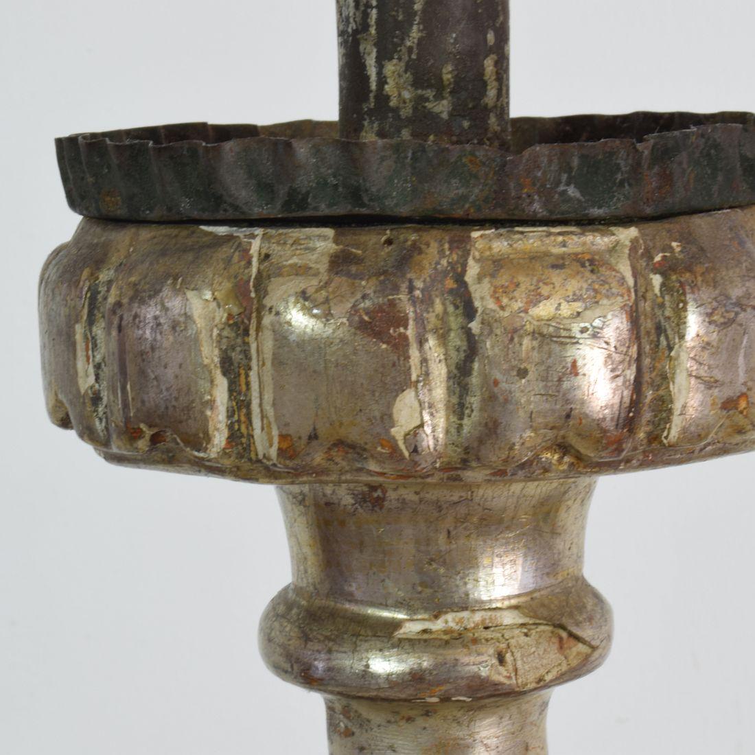 Italian 18th Century Neoclassical Silvered Candlestick 4