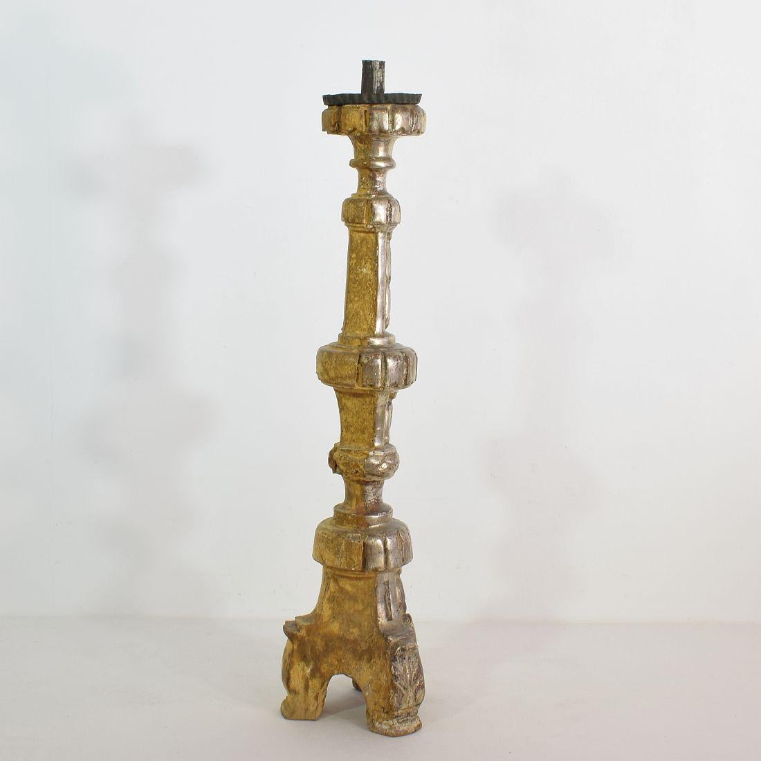 Italian 18th Century Neoclassical Silvered Candlestick In Good Condition In Buisson, FR