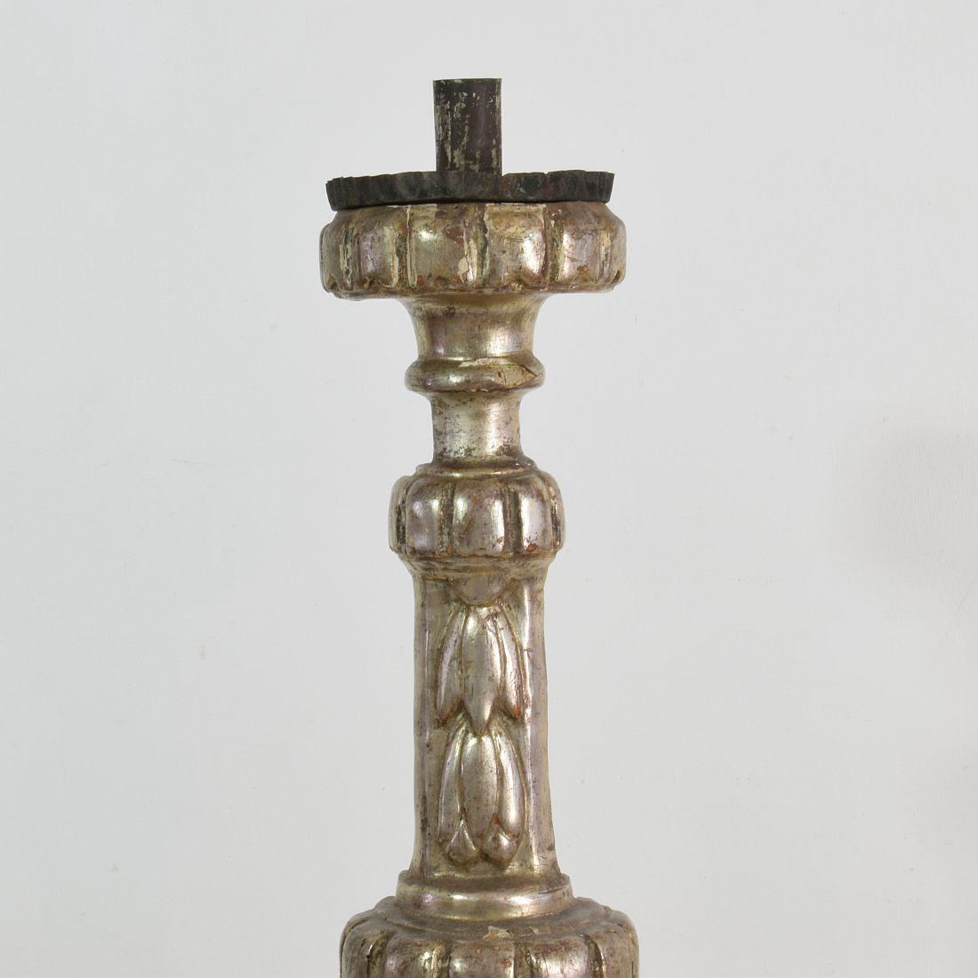 Italian 18th Century Neoclassical Silvered Candlestick 1