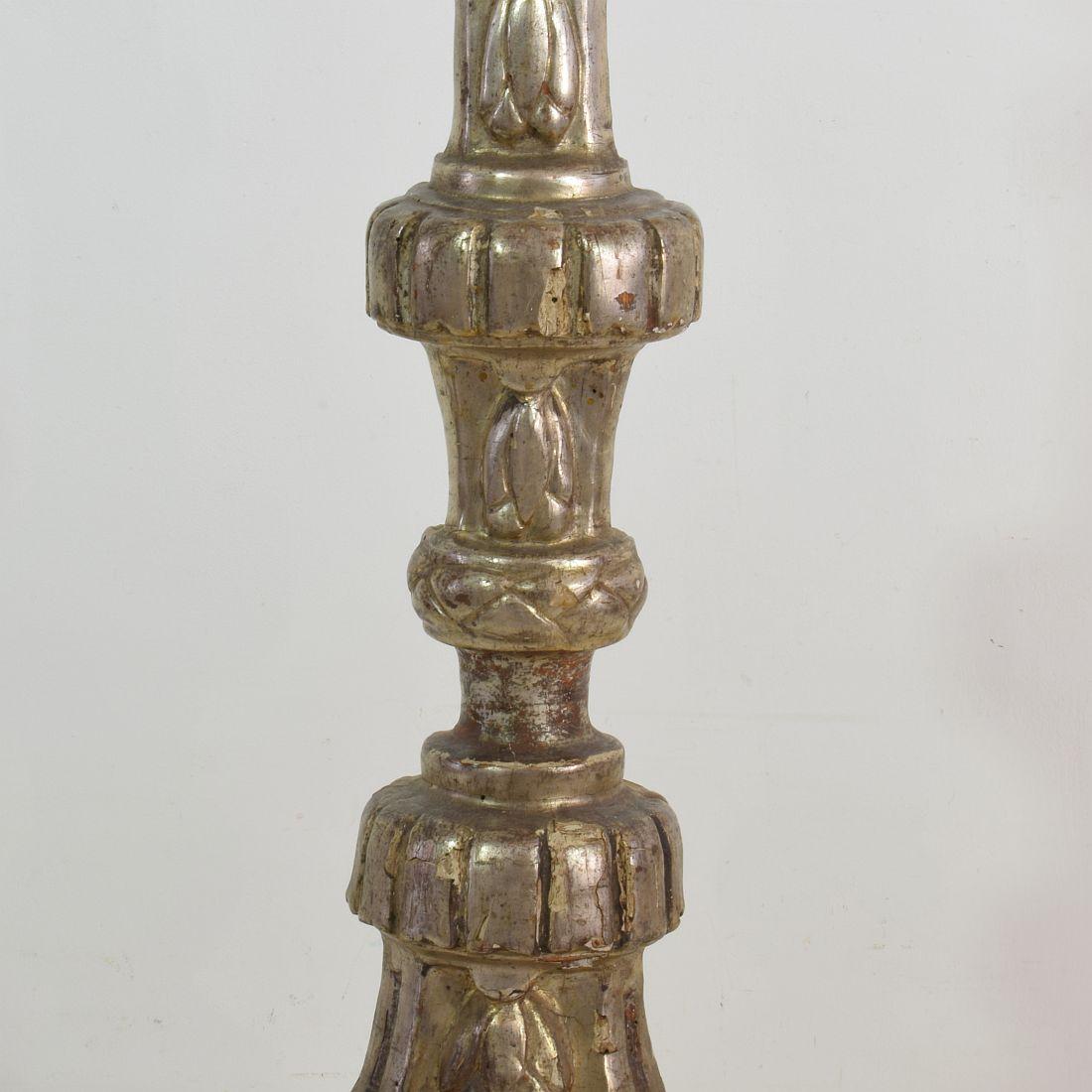 Italian 18th Century Neoclassical Silvered Candlestick 2