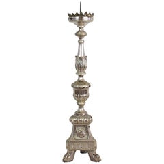 Italian 18th Century Neoclassical Silvered Candlestick