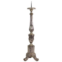 Italian 18th Century Neoclassical Silvered Candlestick