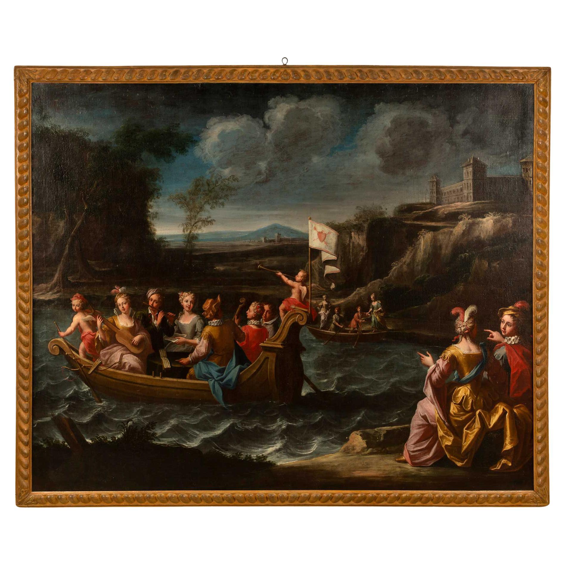 Huile sur toile italienne du 18ème siècle provenant de la région du Piedmont