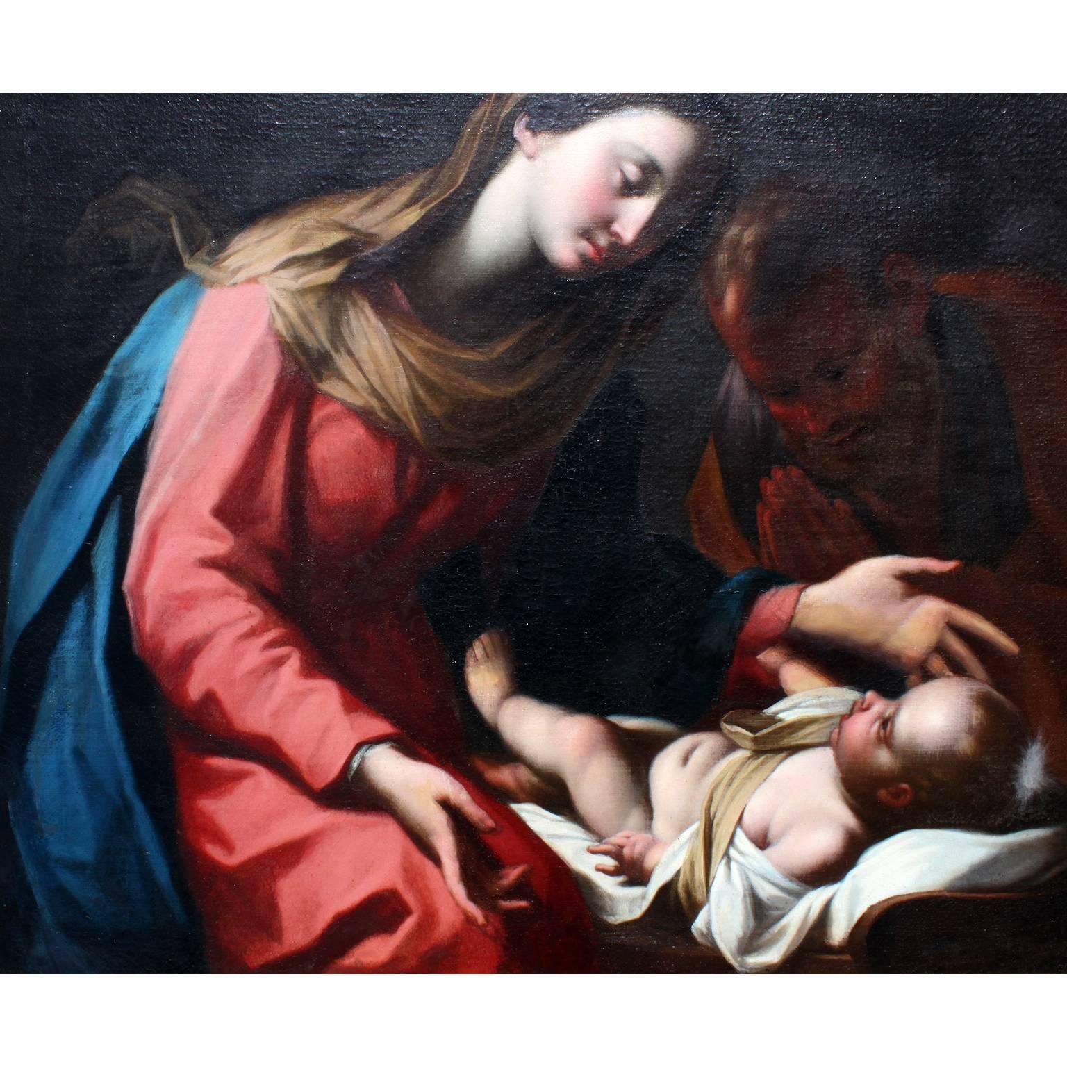 Baroque Huile sur toile italienne du XVIIIe siècle « Madonna and Child » d'après Giovanni Lanfranco en vente