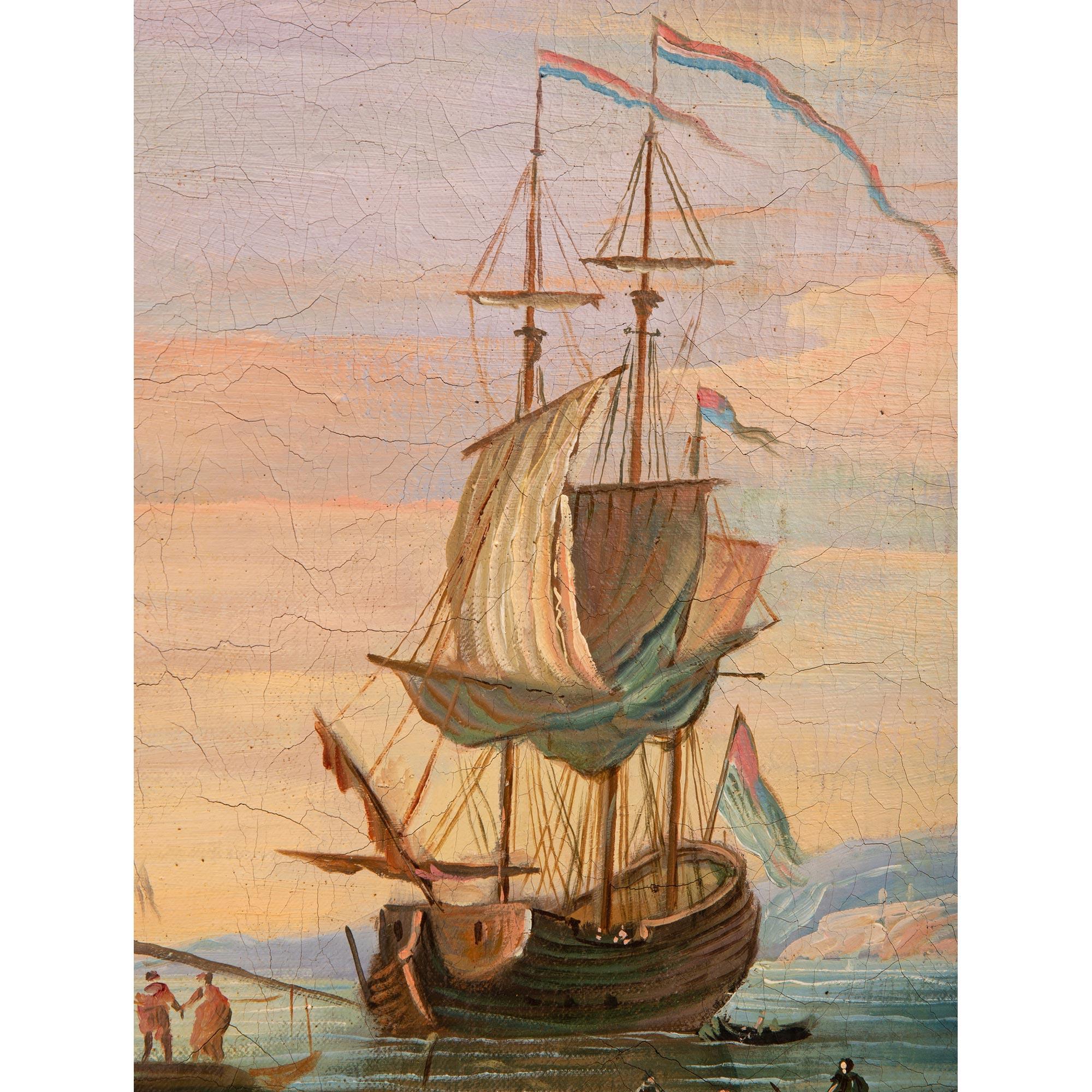 XVIIIe siècle et antérieur Huile sur toile italienne du 18e siècle dans un cadre en bois doré en vente
