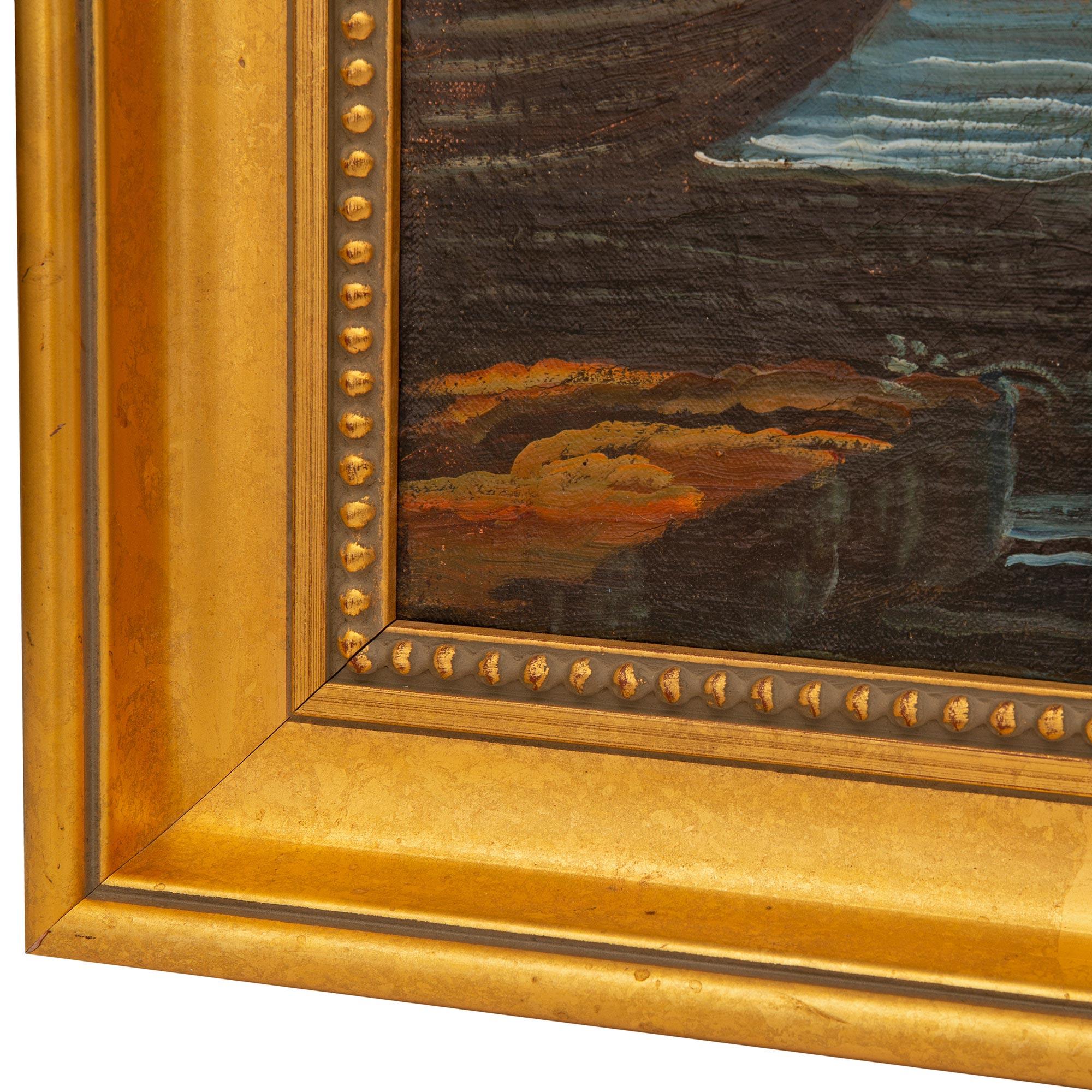 Huile sur toile italienne du 18e siècle dans un cadre en bois doré en vente 3