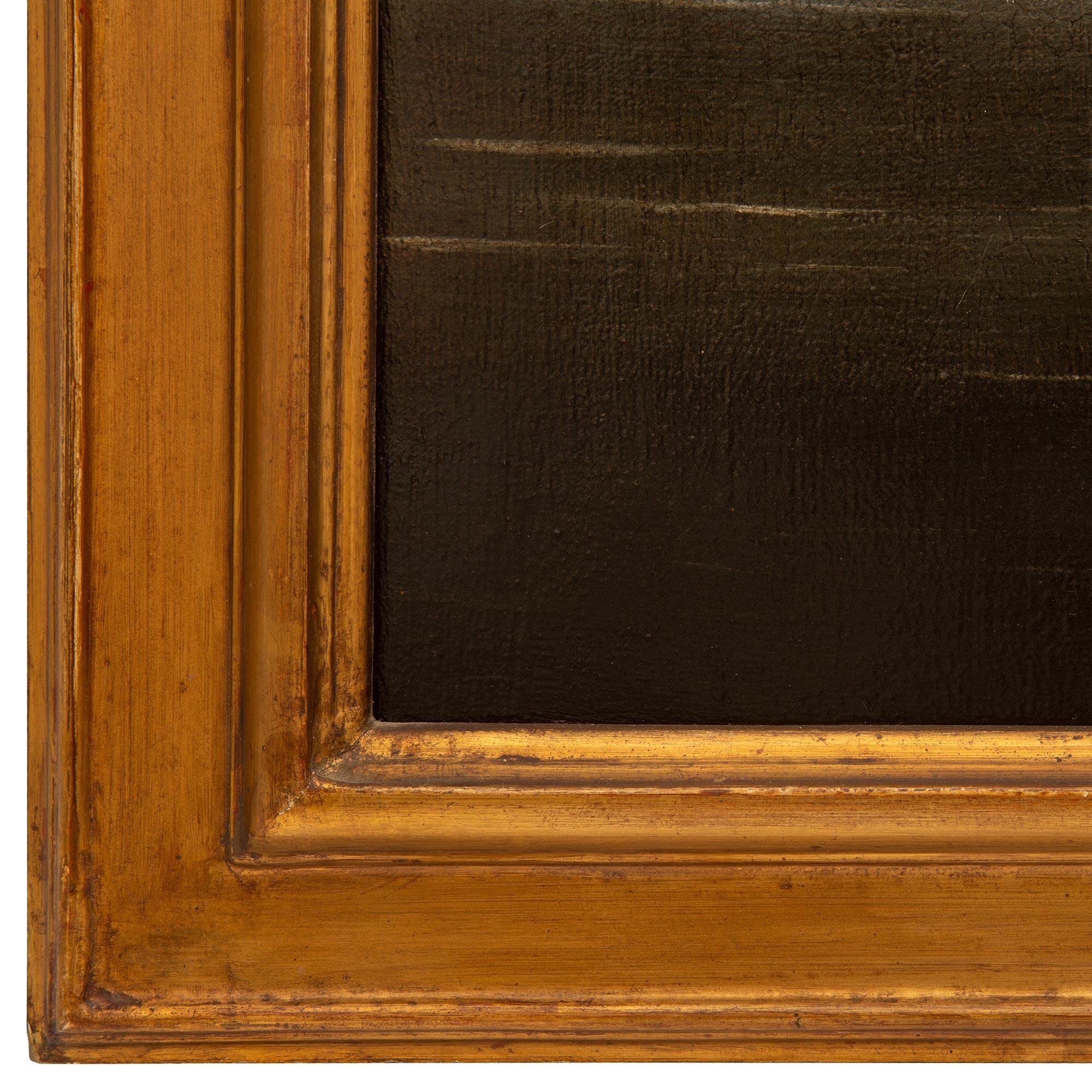 Huile sur toile italienne du 18e siècle dans un cadre en bois doré en vente 4