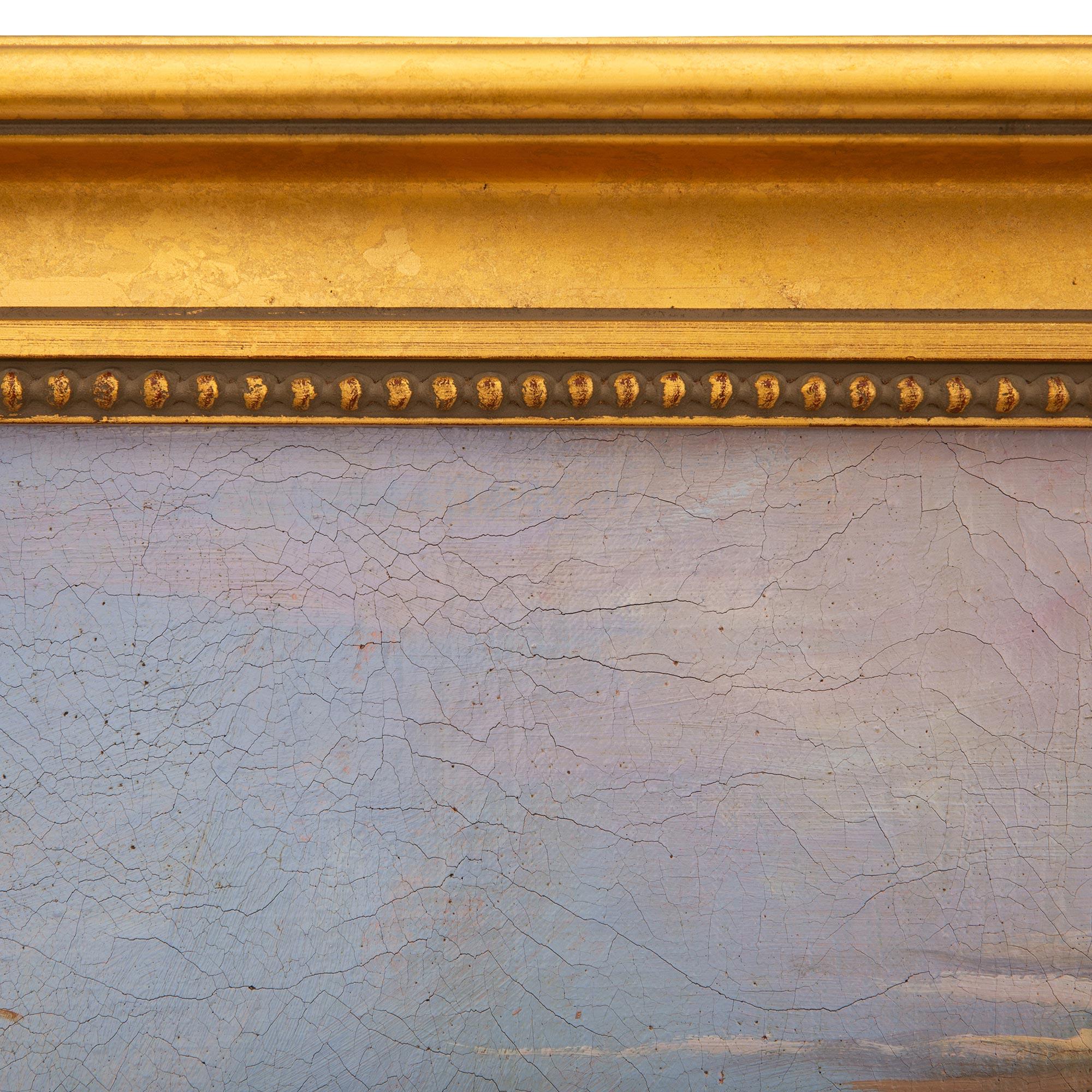 Dipinto italiano del XVIII secolo a olio su tela con cornice in legno d'orato in vendita 3