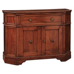 Italian 18th Century Olivewood Credenza with Canted Sides and Bracket Feet