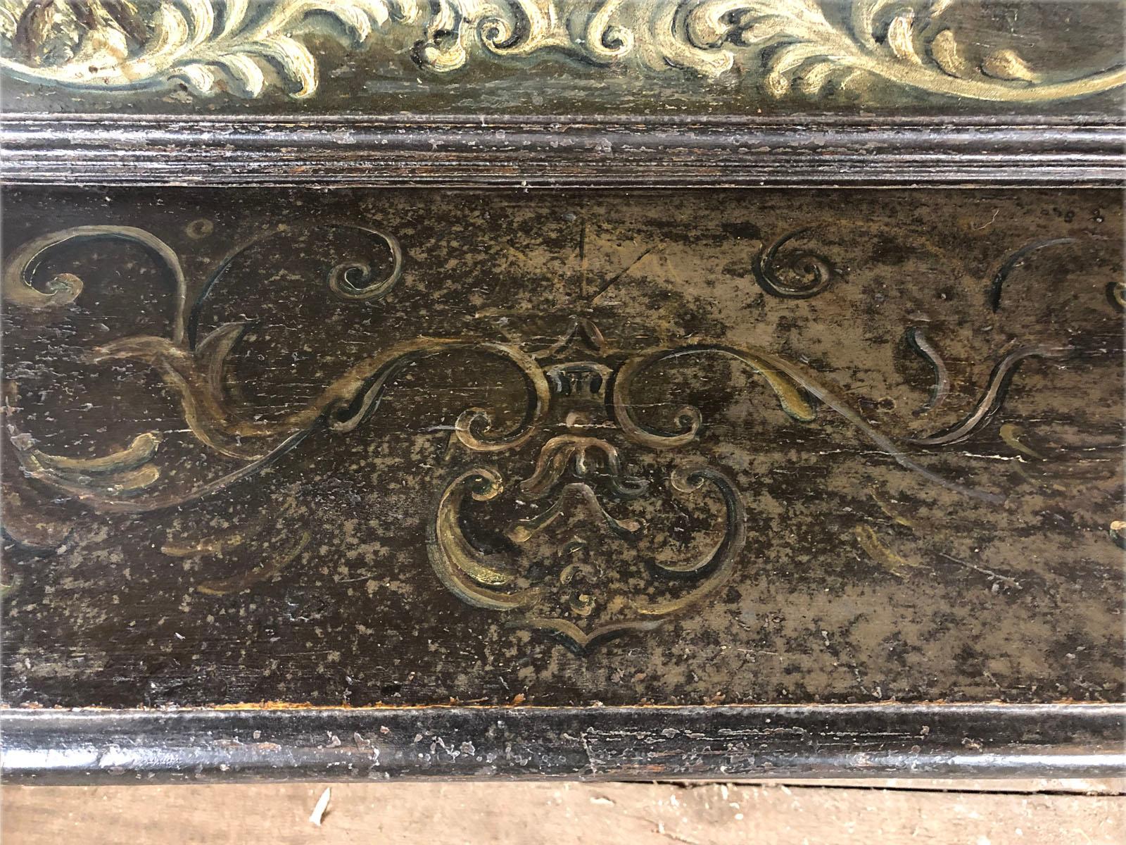 Italian 18th Century Painted Baroque Hall Bench For Sale 6