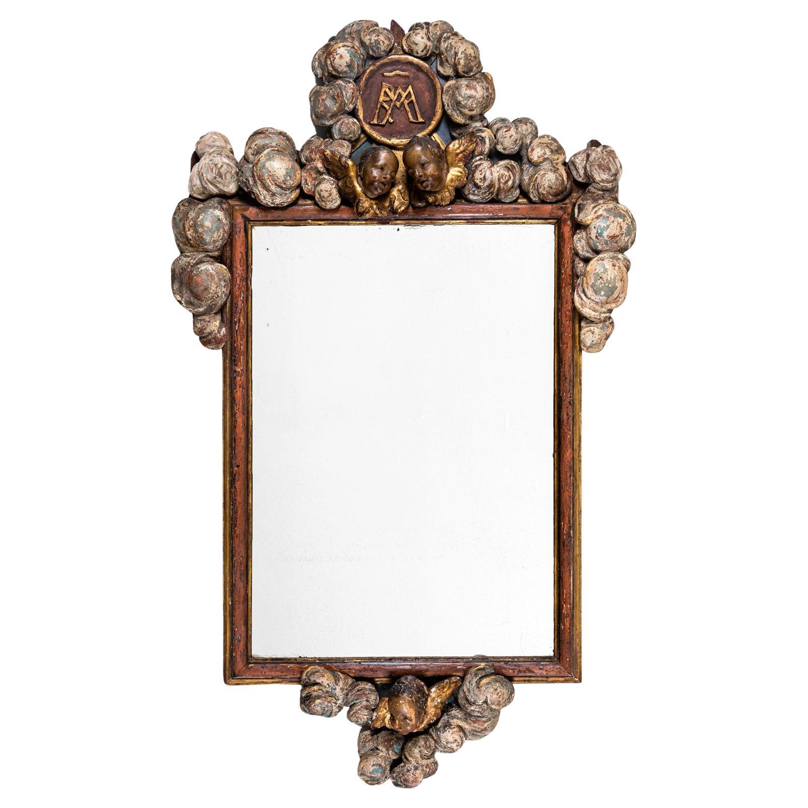 Italian 18th Century Painted Rococo Mirror For Sale