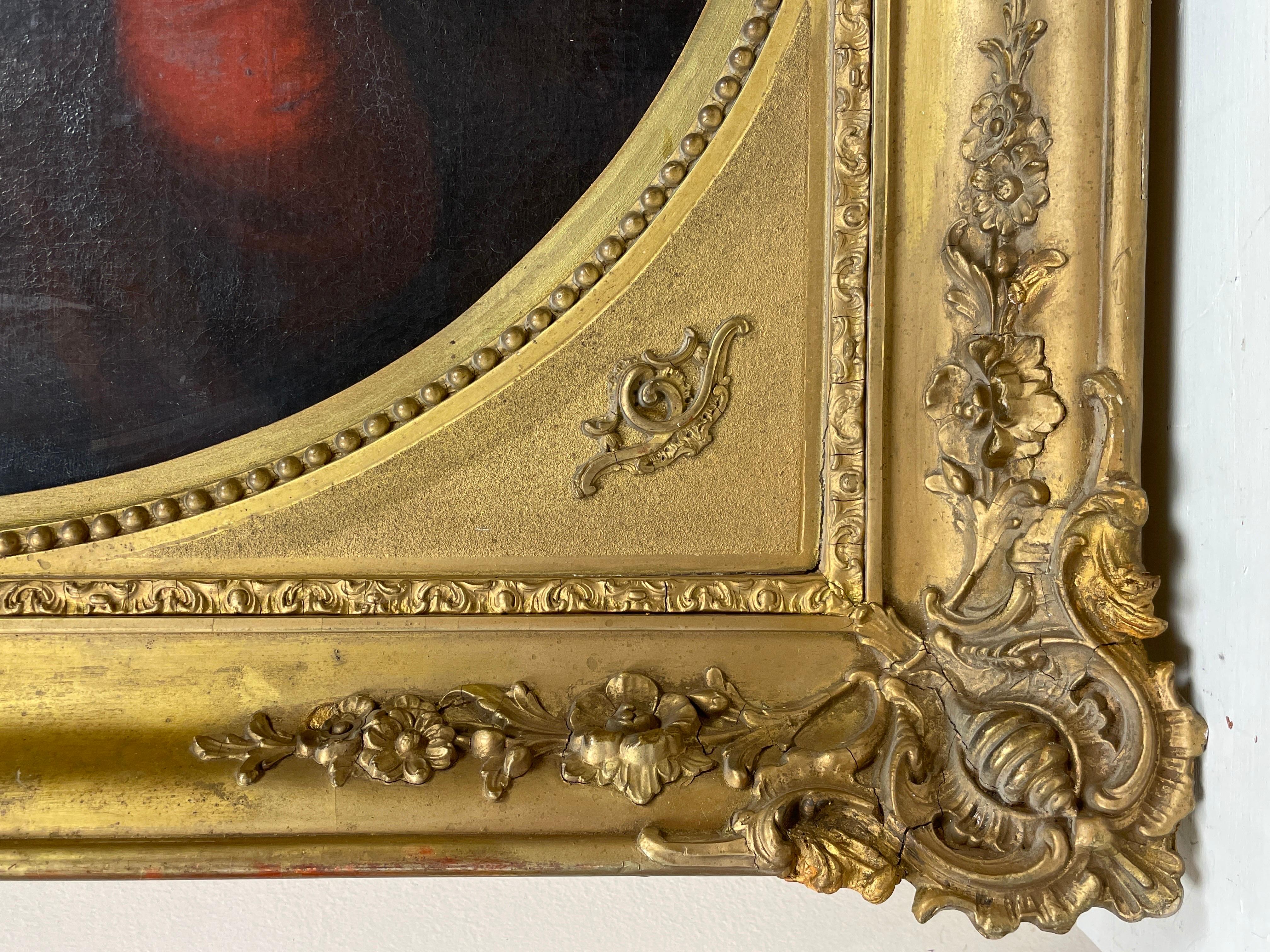 Belle peinture à l'huile italienne du 18ème siècle de maître ancien représentant Madone et enfant avec un épi de faîtage en vente 1