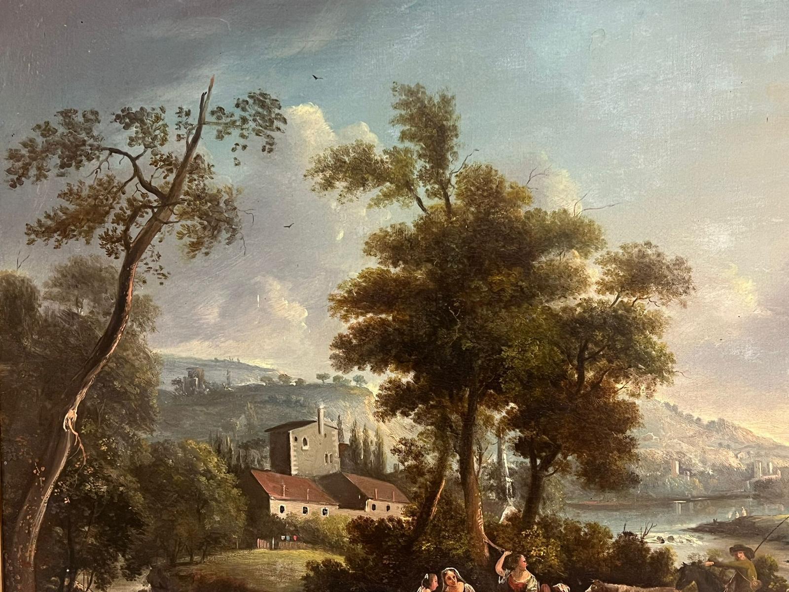 Figure nel paesaggio italiano
Scuola italiana, XVIII secolo
olio su tela, incorniciato
incorniciato: 26 x 30 pollici
tela: 20 x 24 pollici
provenienza: collezione privata, Regno Unito
condizioni: ottime e solide condizioni
