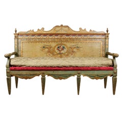 Italian 18th Century Parcel-Gilt and Painted Canapé