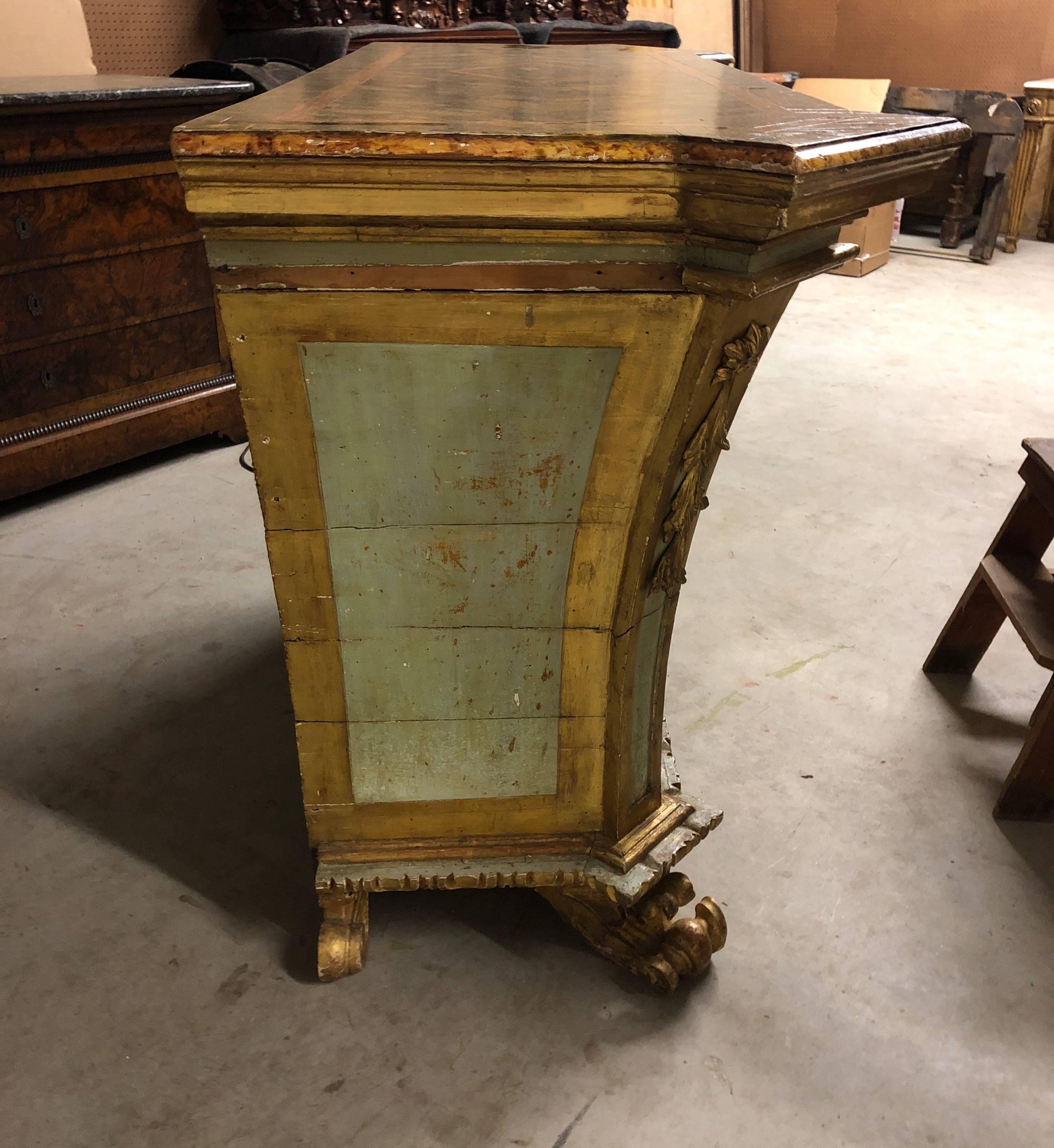 Rococo Italian 18th Century Parcel-Gilt and Painted Two-Door Cabinet For Sale