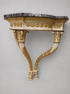 Italian 18th Century Parcel-Gilt Rococo Demilune Console With Unusual Hoof Feet