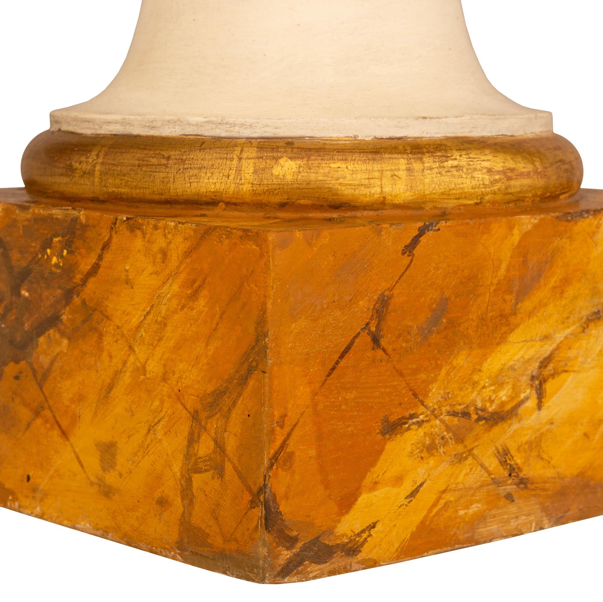 Italian 18th century patinated Wood, Giltwood, and Faux Painted marble bust For Sale 2