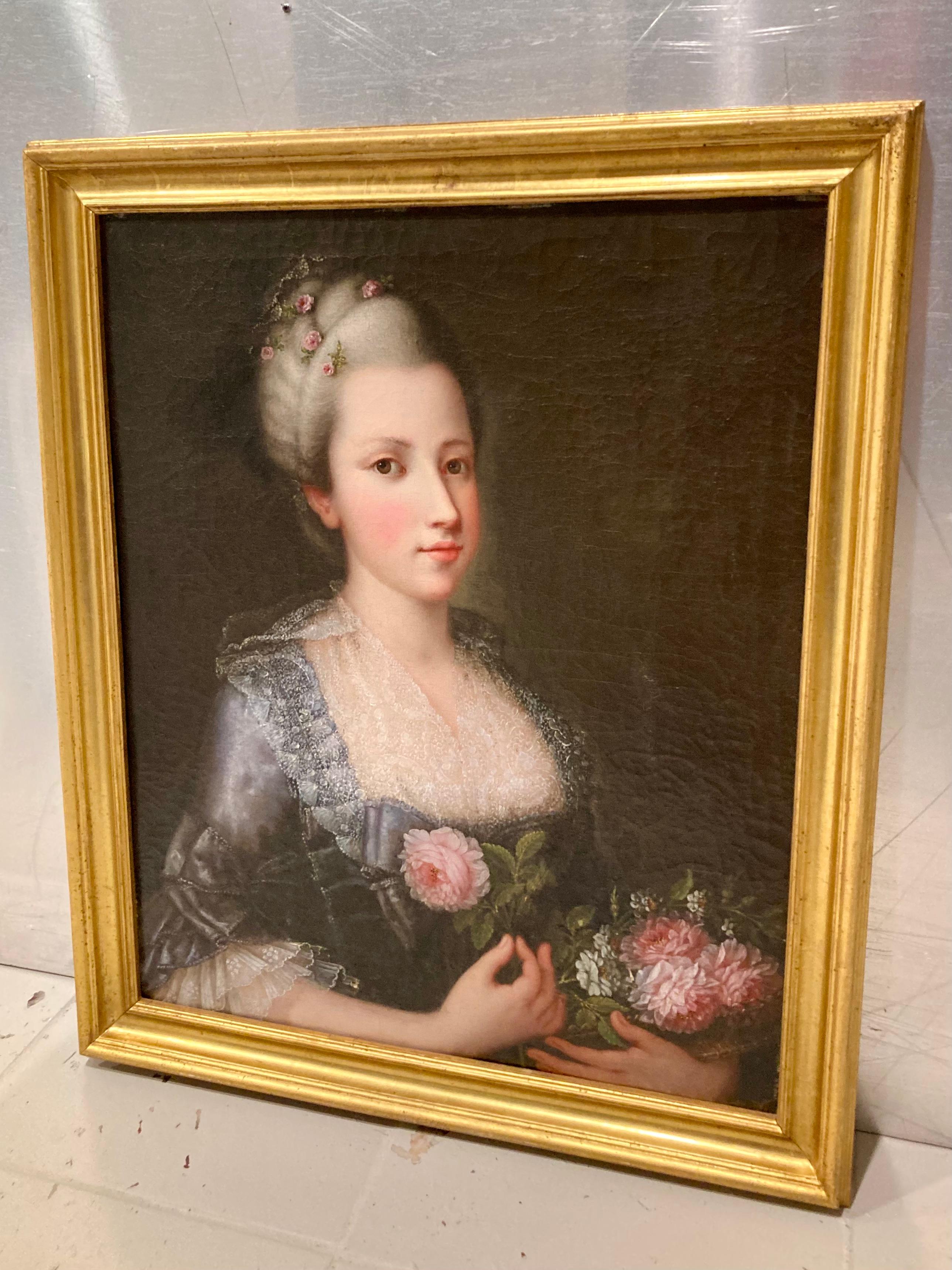Italian 18th Century Portrait of a Woman In Good Condition For Sale In Los Angeles, CA