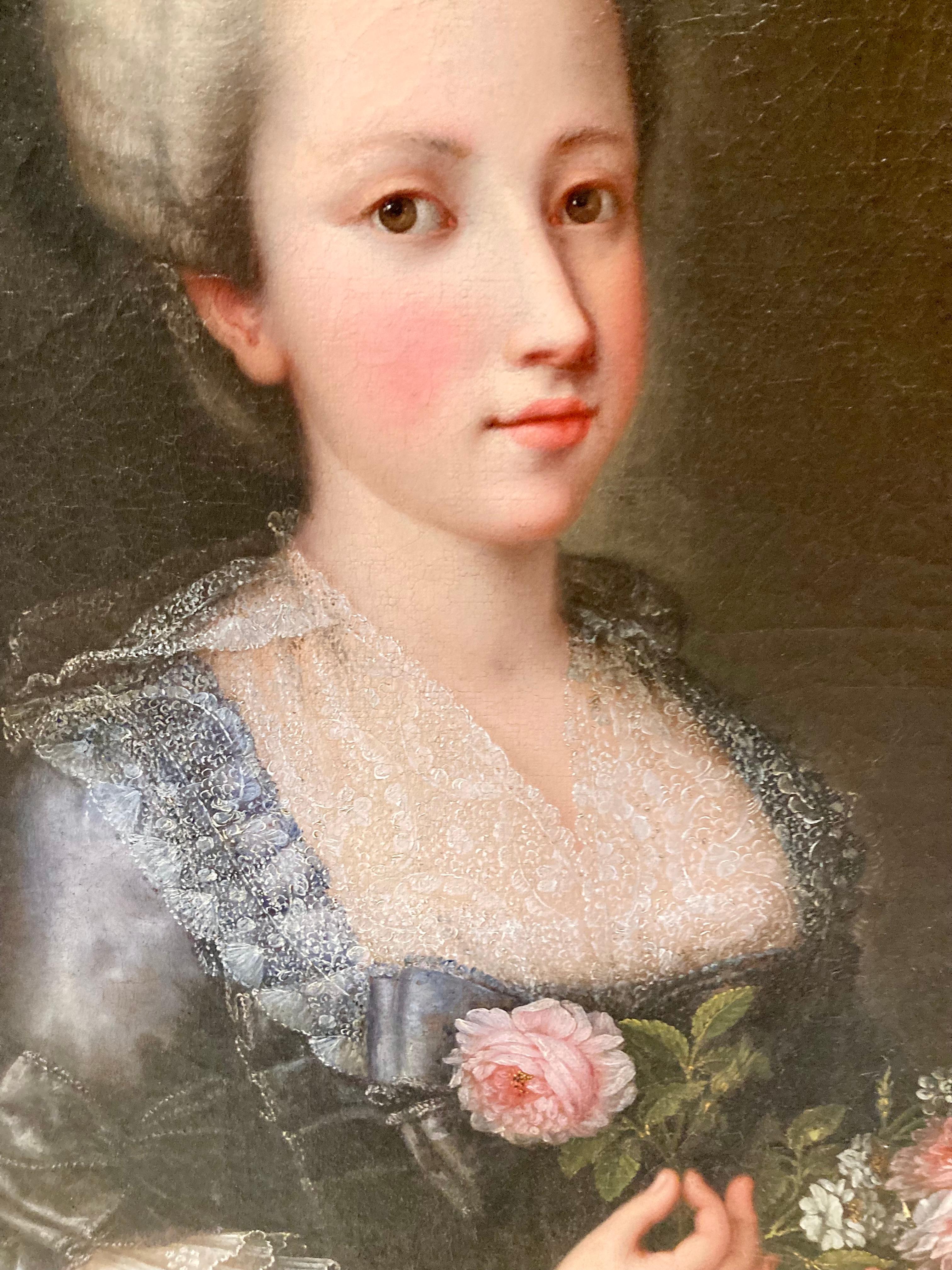 Toile Portrait de femme italien du 18e siècle en vente