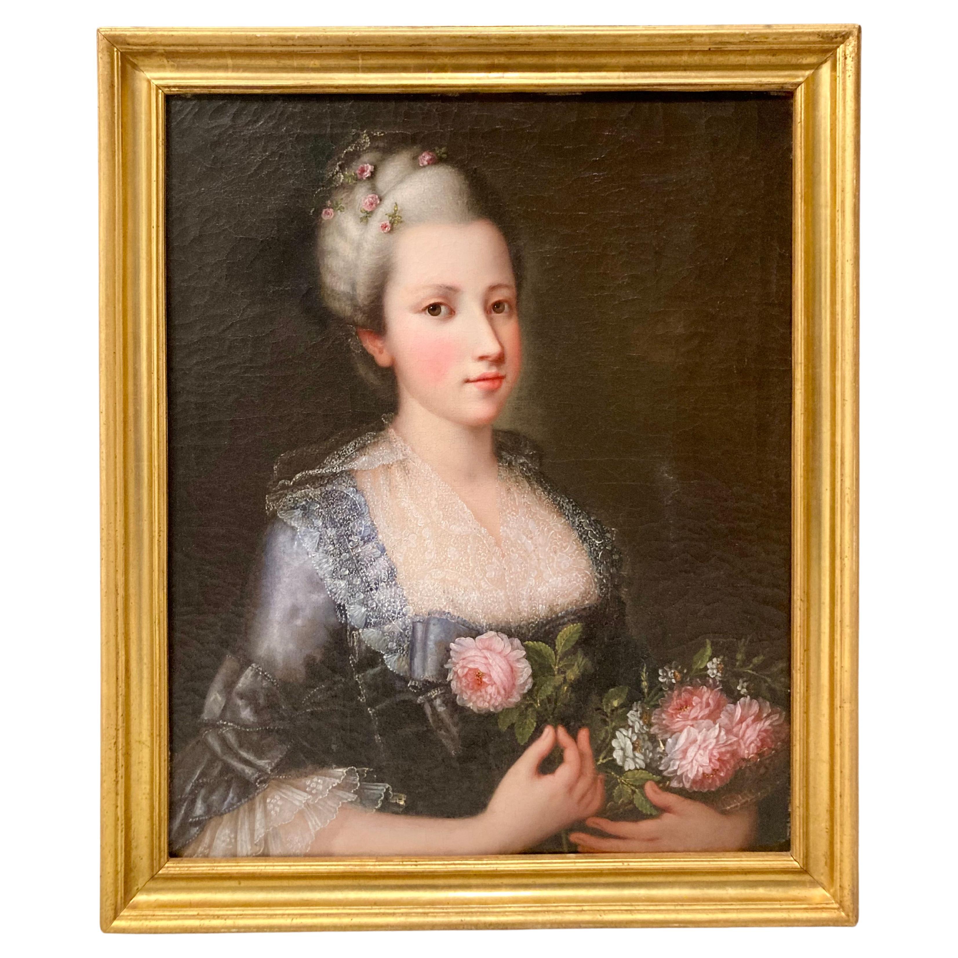 Portrait de femme italien du 18e siècle en vente