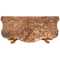 Italian 18th Century Red Polychrome and Giltwood Roman Console