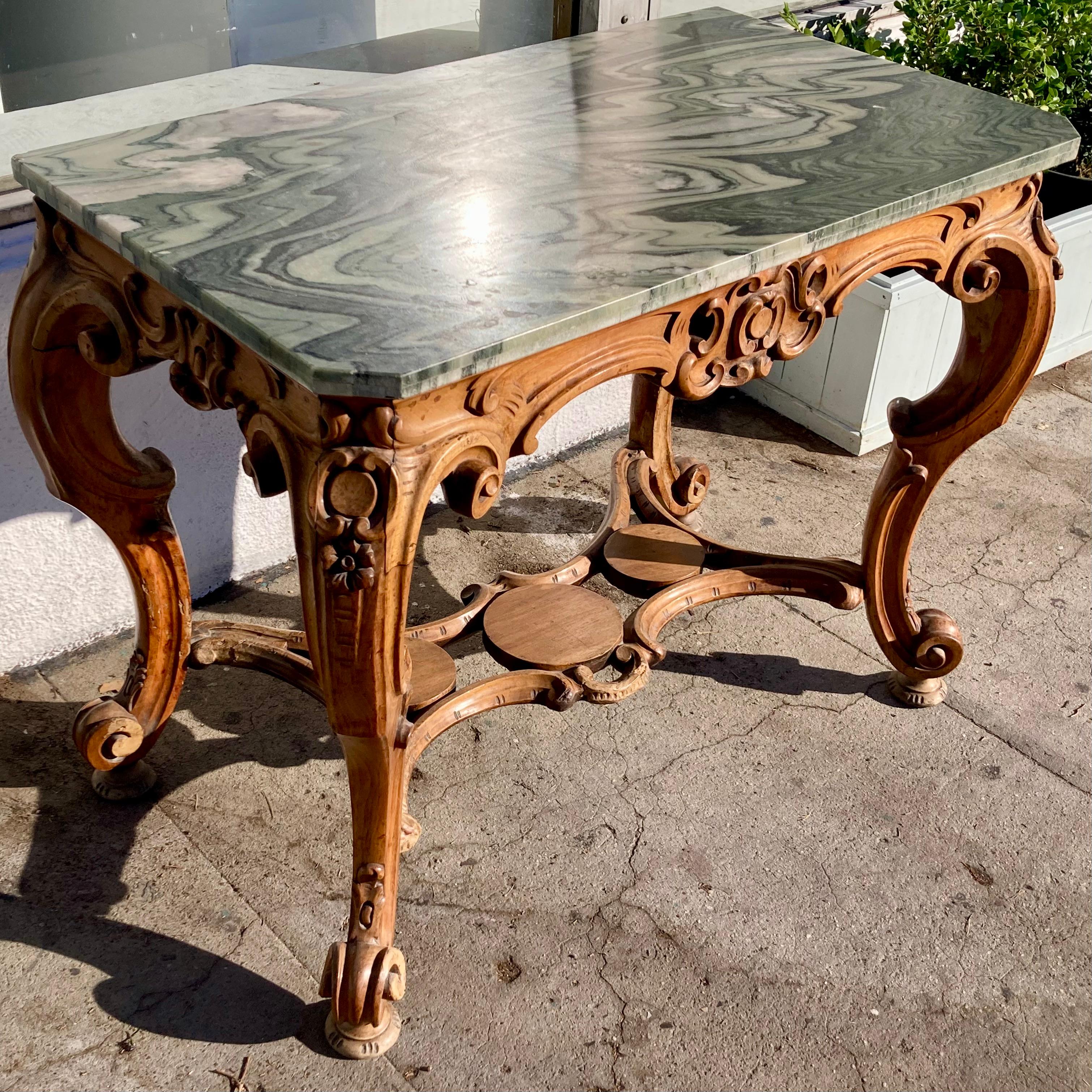 18th Century and Earlier Italian 18th Century Regency Console With Green Marble Top For Sale