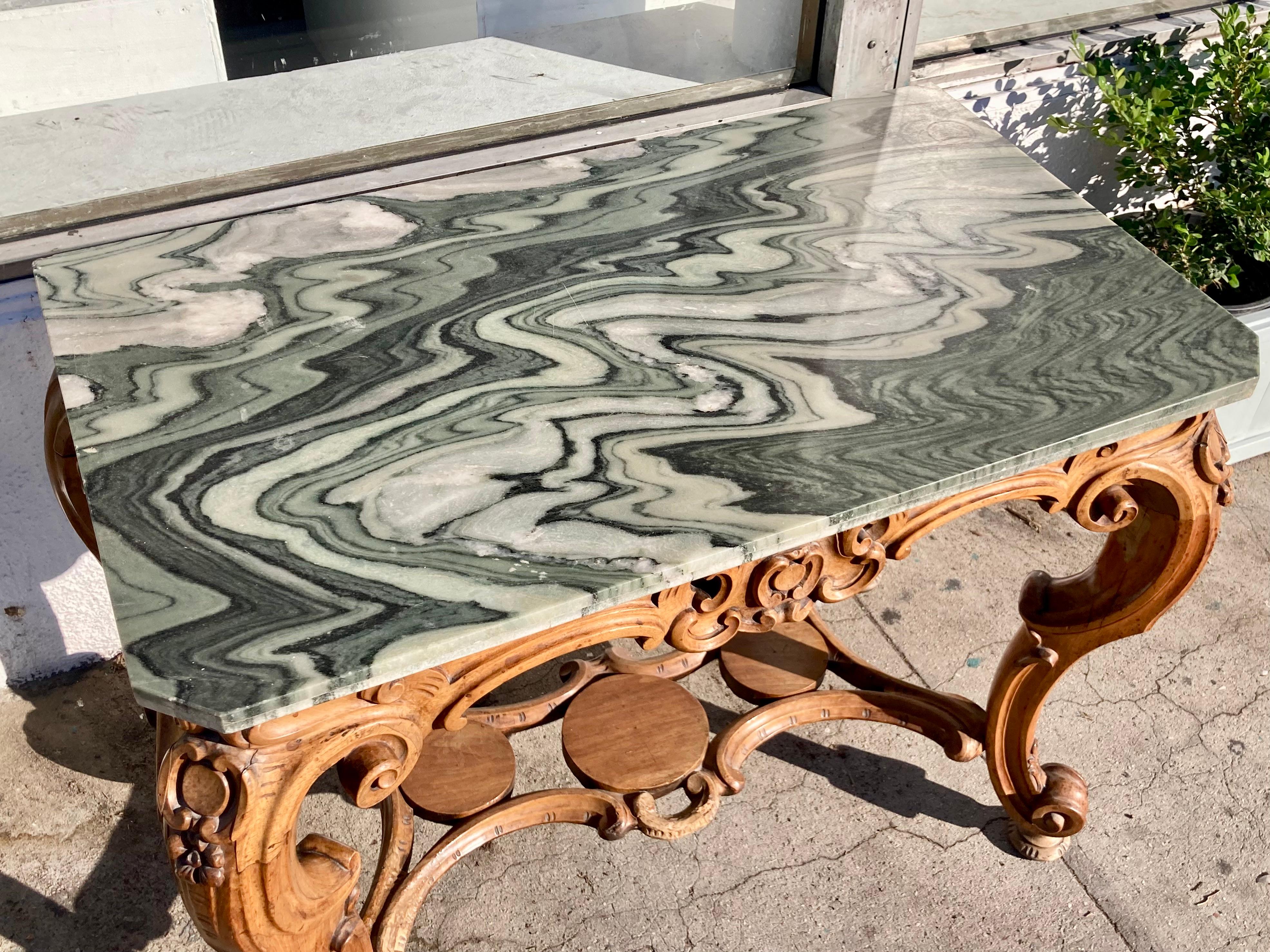 Italian 18th Century Regency Console With Green Marble Top For Sale 3