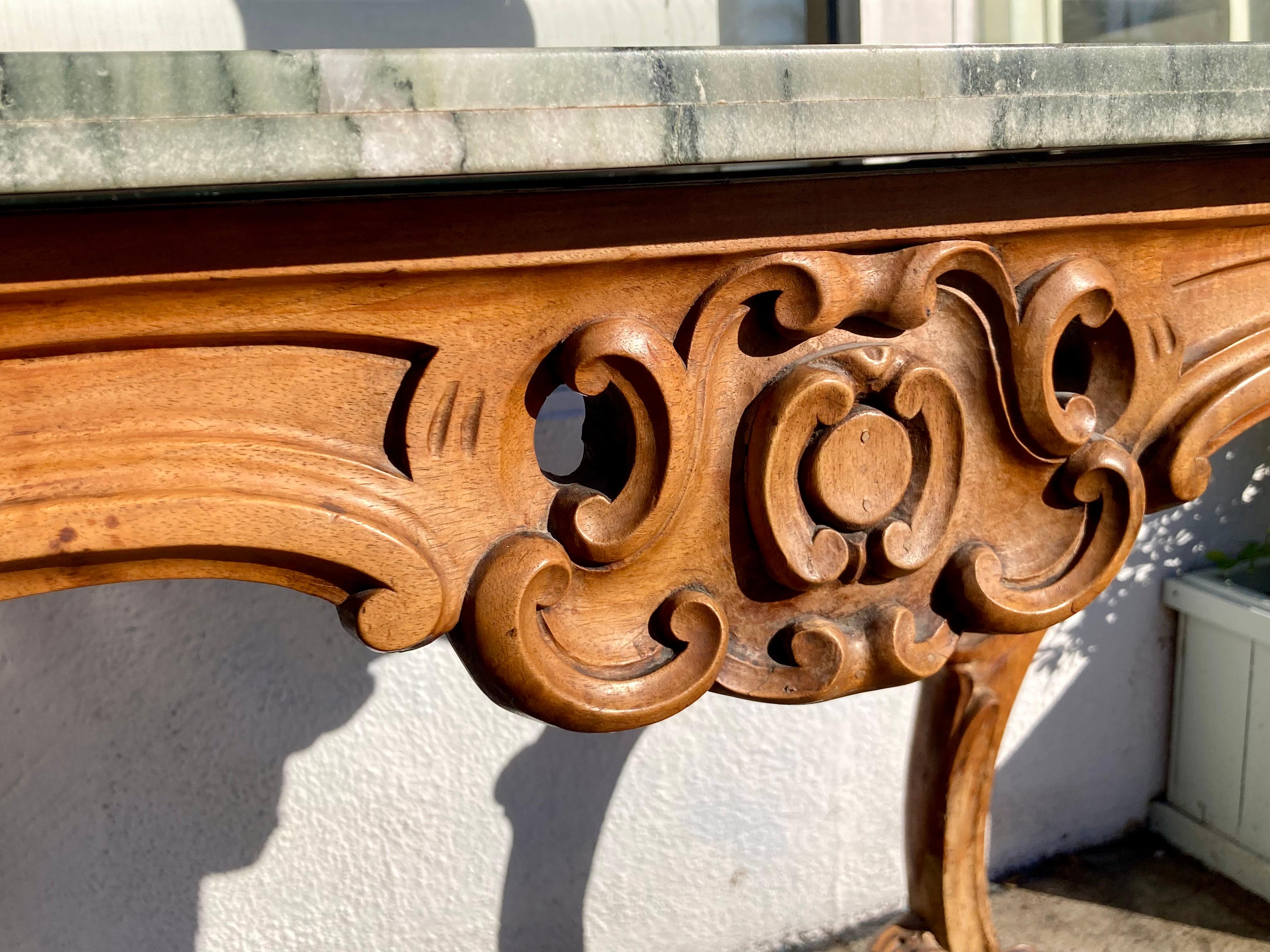 Italian 18th Century Regency Console With Green Marble Top For Sale 5