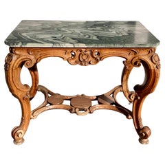 Console italienne Regency du 18ème siècle avec plateau en marbre vert