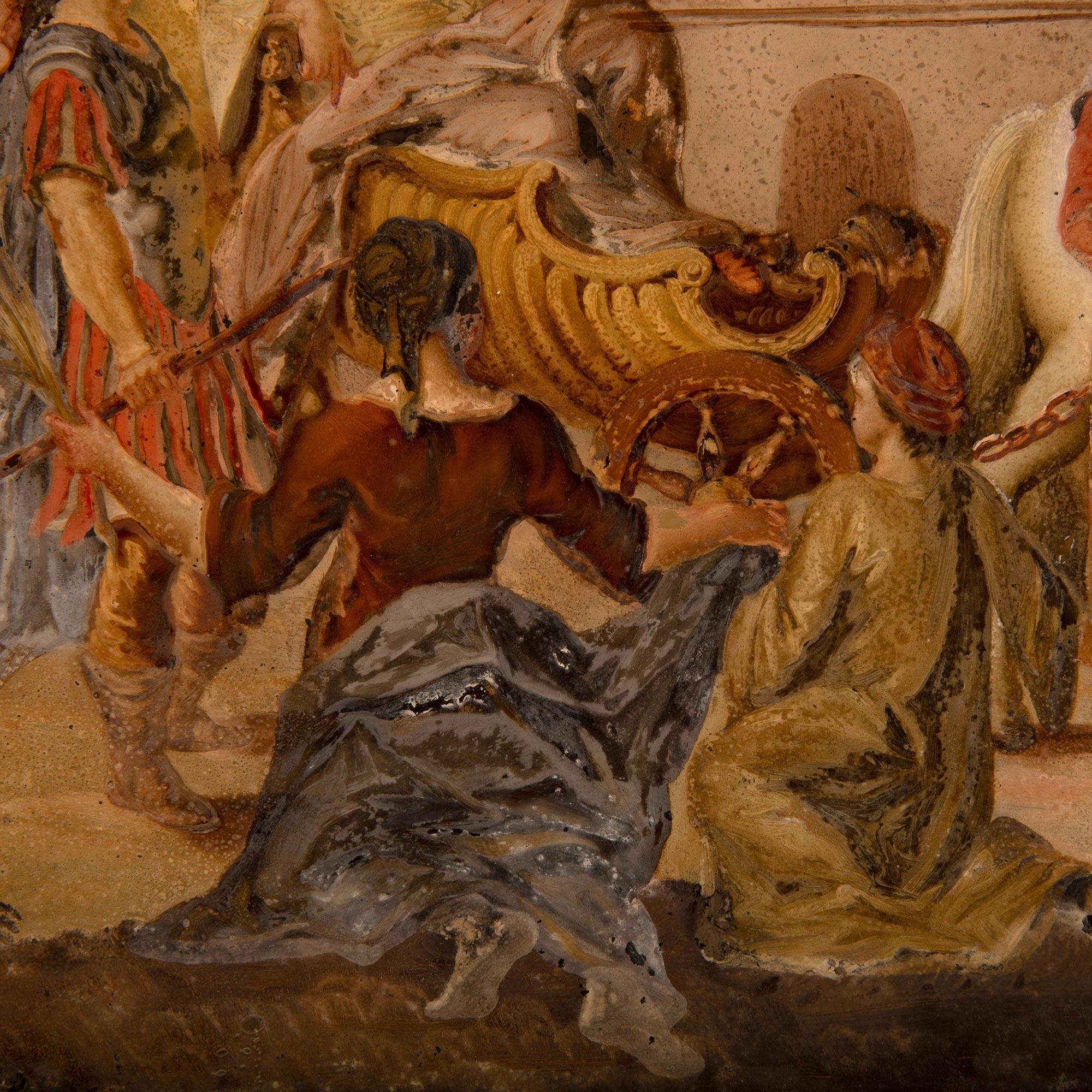 Peinture italienne du 18ème siècle sur verre dans son cadre d'origine peinte à l'envers en vente 1